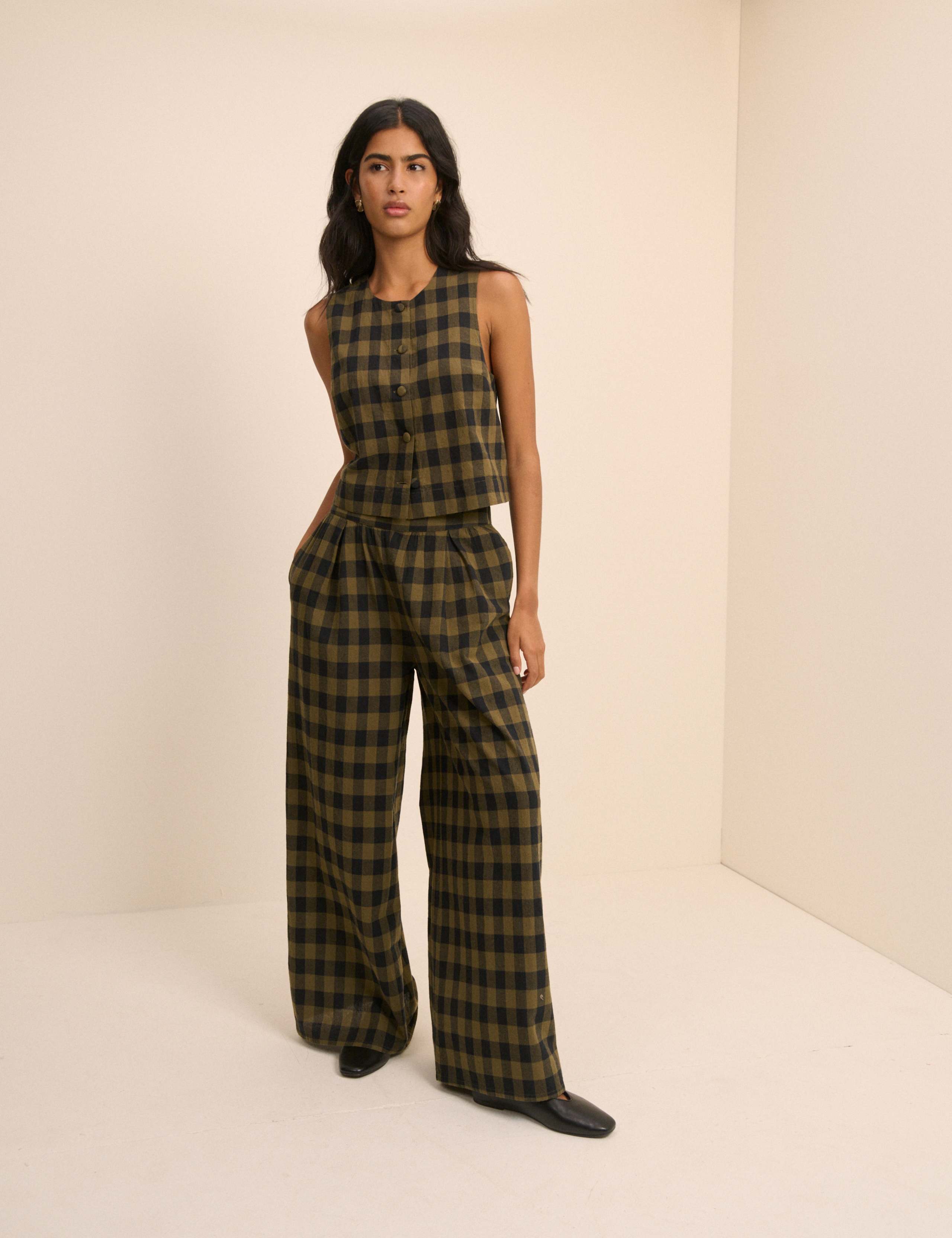 Pure Cotton Checked Button Through Tank Top 5 of 5