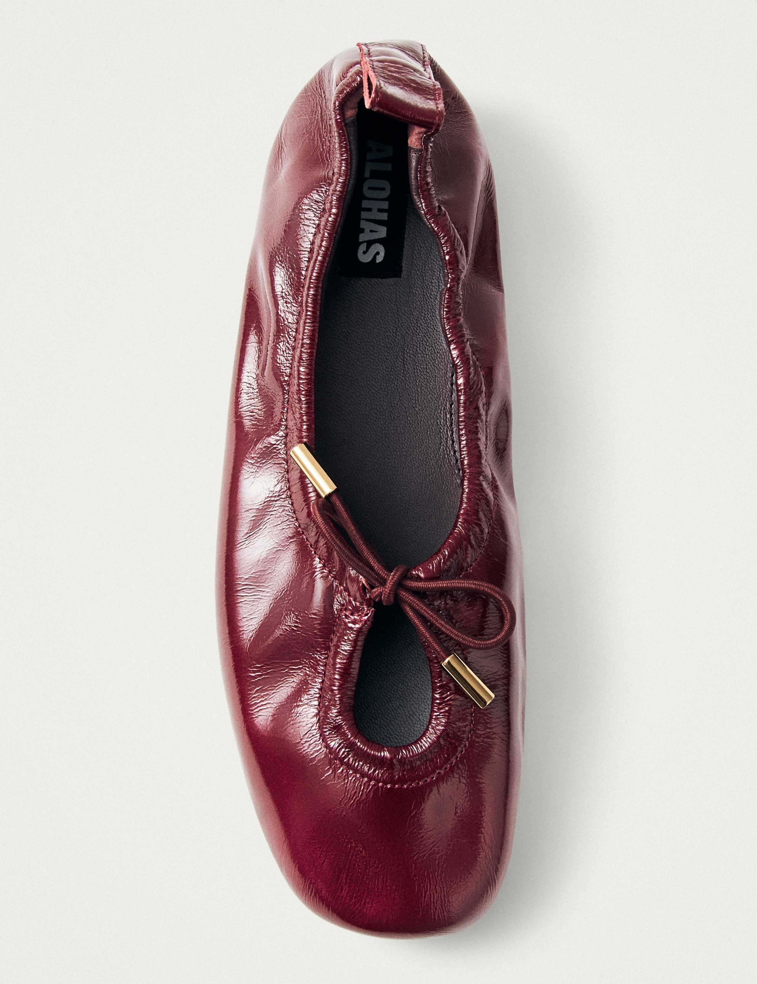 Rosalind Burgundy Leather Flat Ballet Pumps 4 of 7