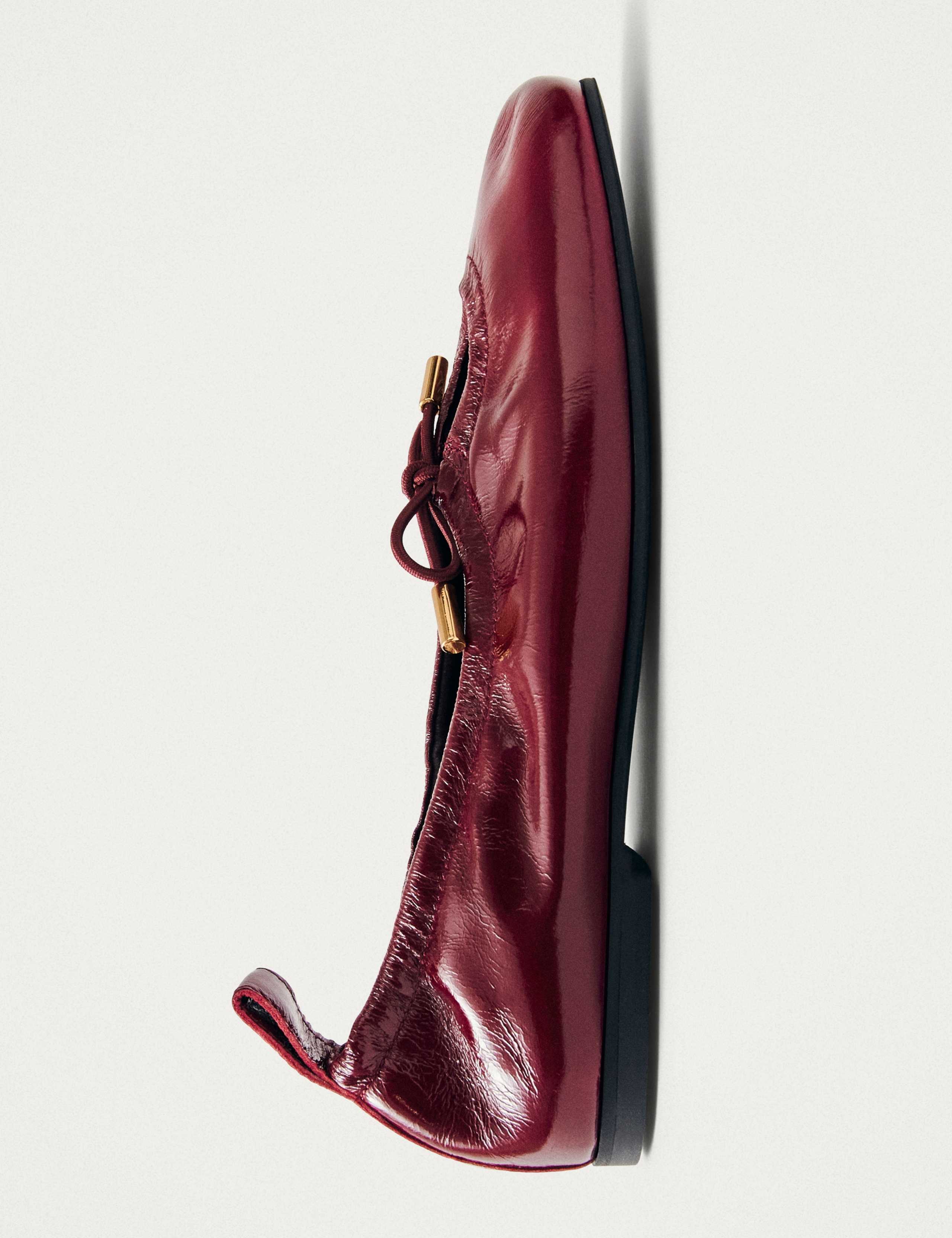 Rosalind Burgundy Leather Flat Ballet Pumps 5 of 7