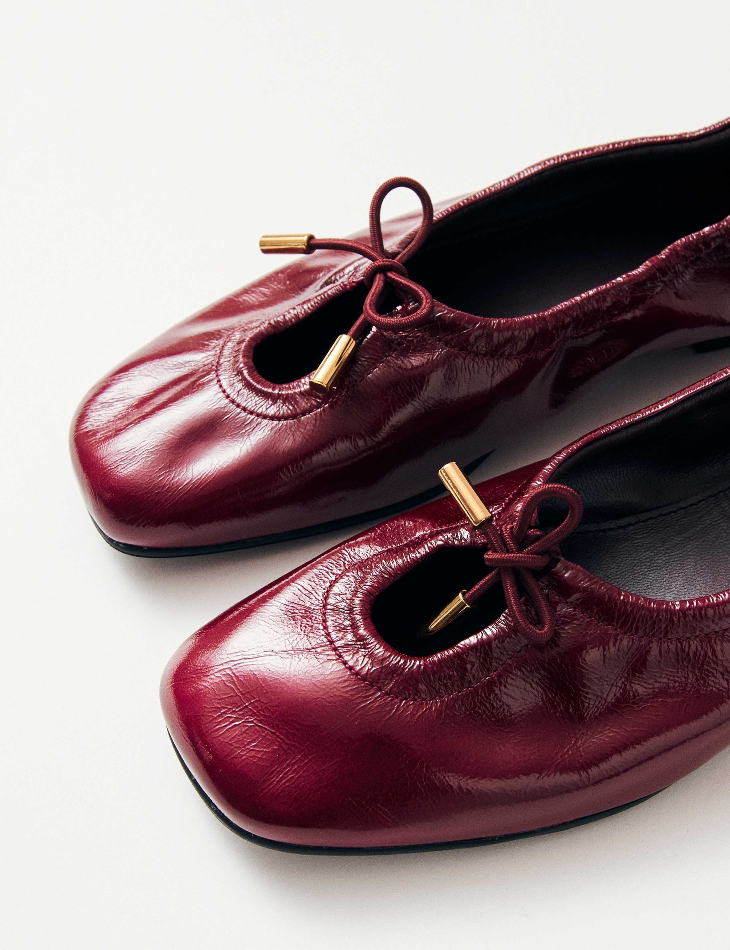 Rosalind Burgundy Leather Flat Ballet Pumps 6 of 7