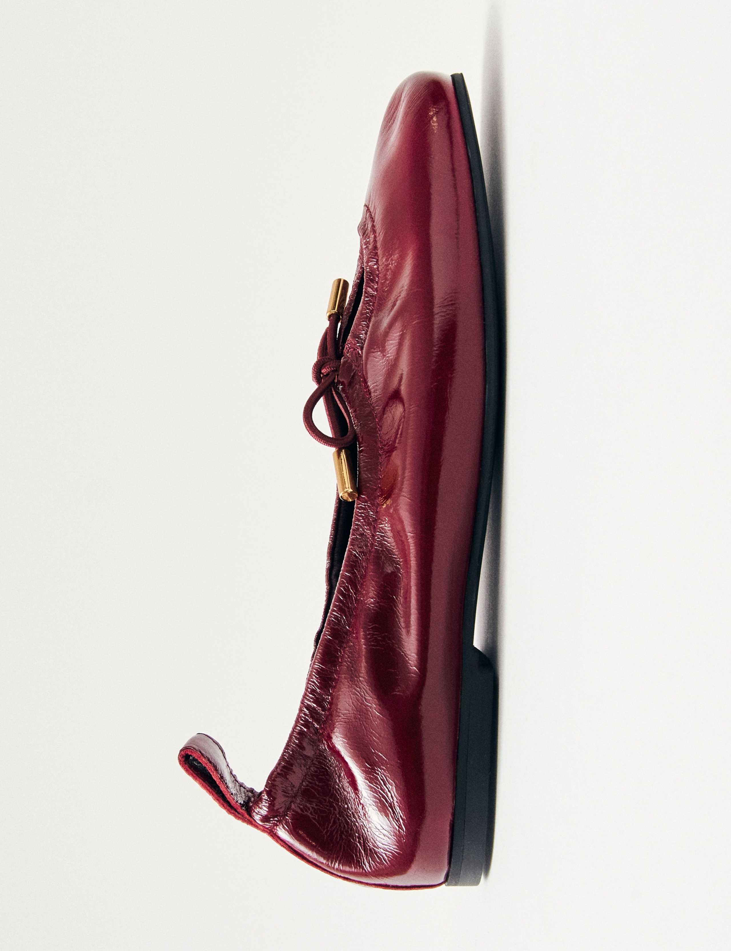 Rosalind Burgundy Leather Flat Ballet Pumps 7 of 7