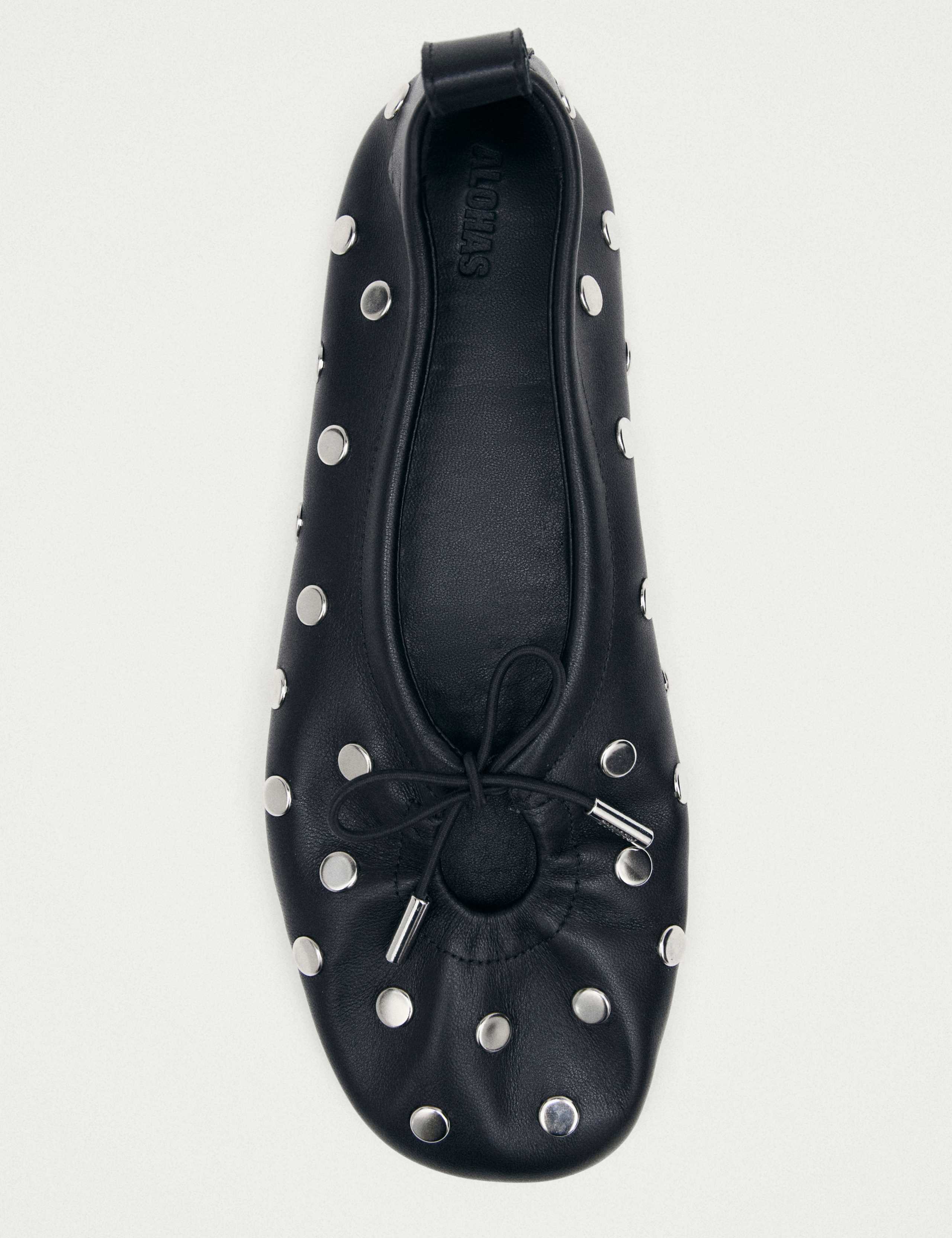 Rosalind All Studs Leather Flat Ballet Pumps 2 of 7