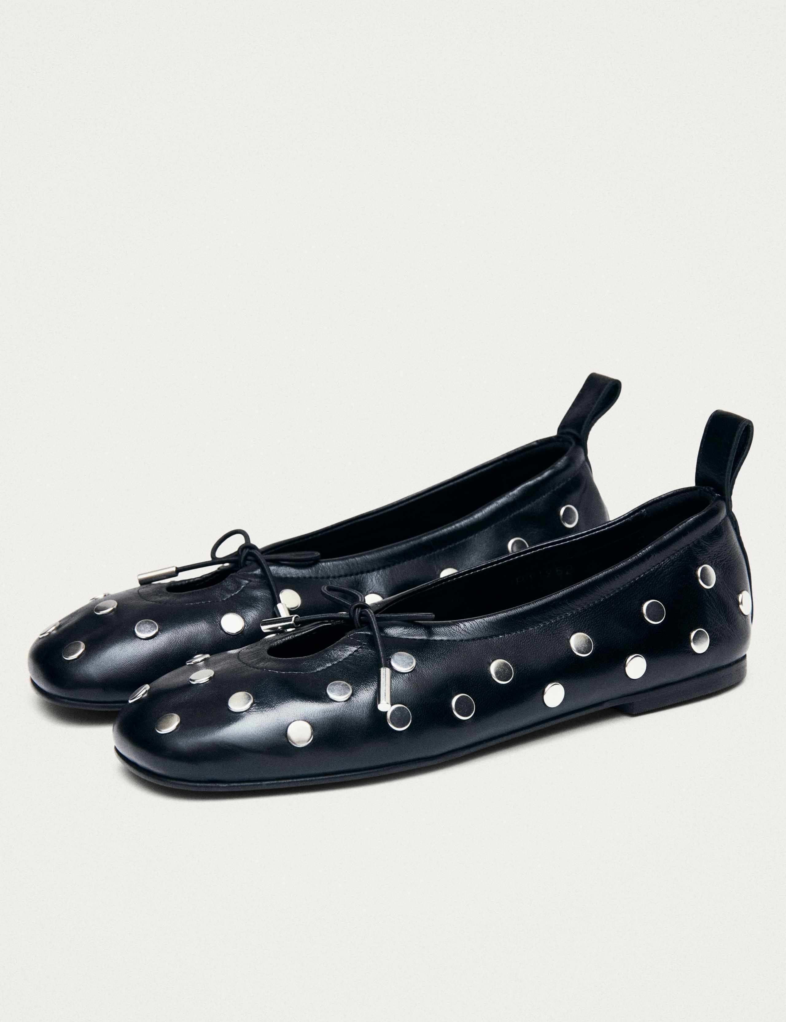 Rosalind All Studs Leather Flat Ballet Pumps 3 of 7