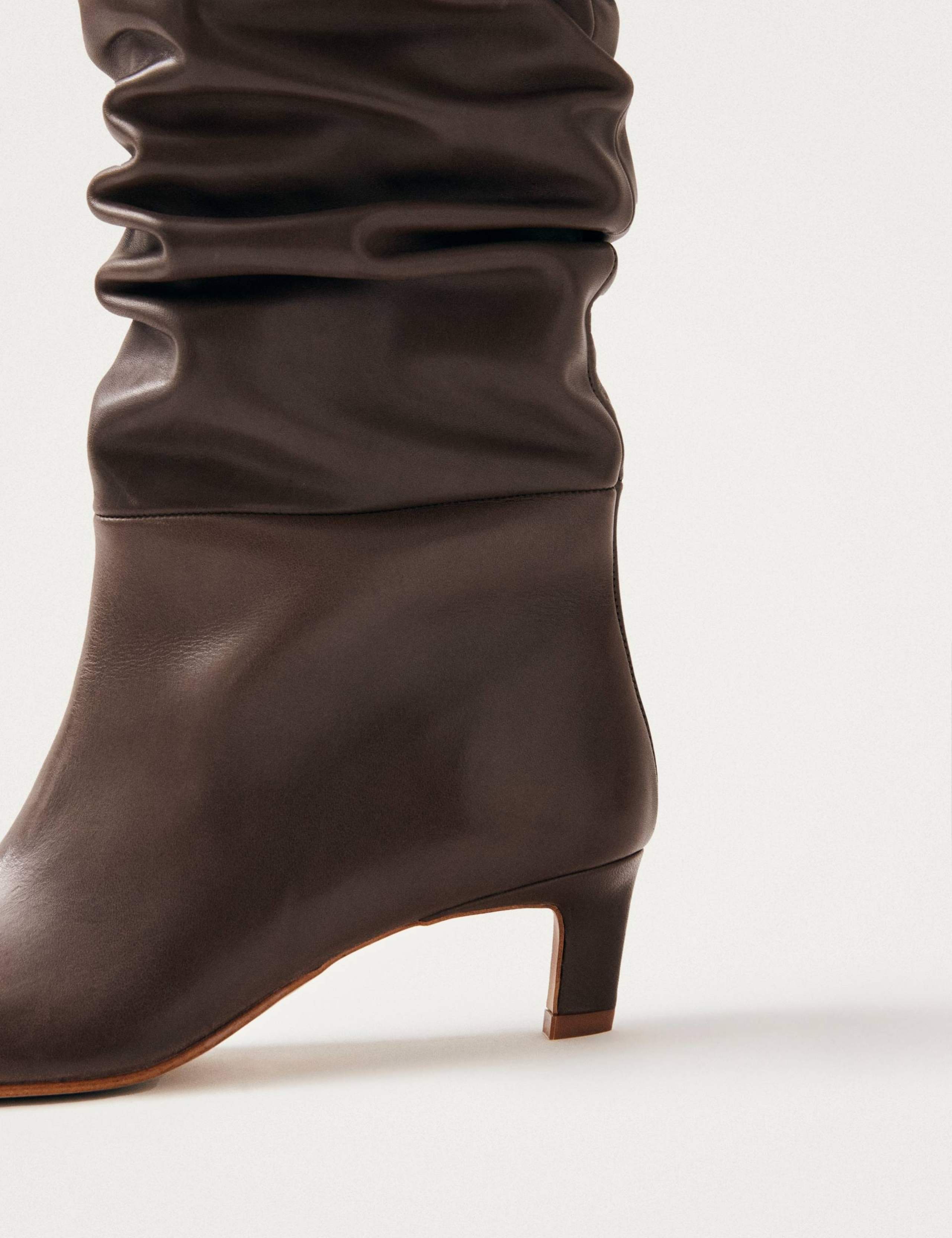 Kalila Brown Leather Kitten Heel Boots 2 of 6
