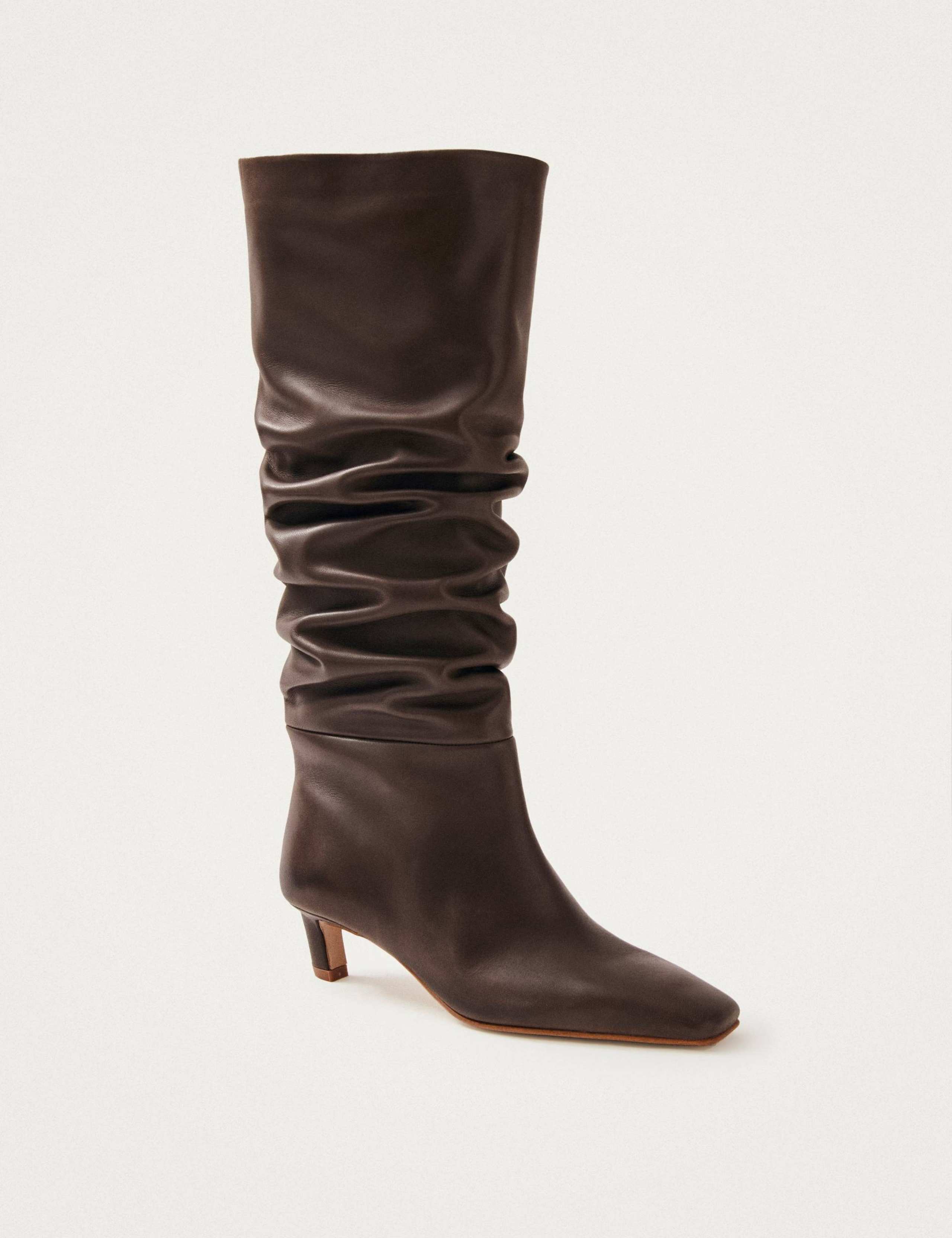 Kalila Brown Leather Kitten Heel Boots 3 of 6