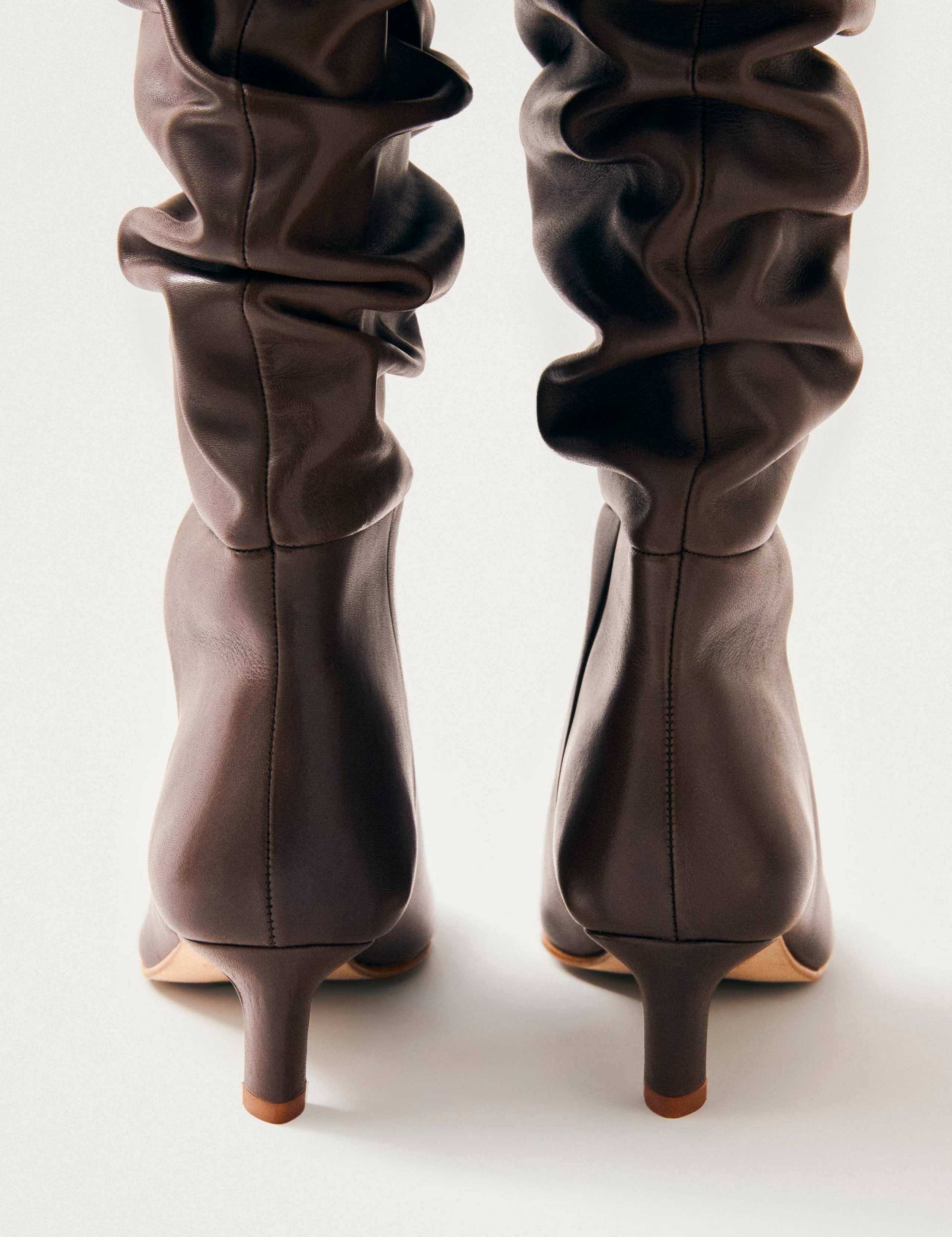 Kalila Brown Leather Kitten Heel Boots 6 of 6