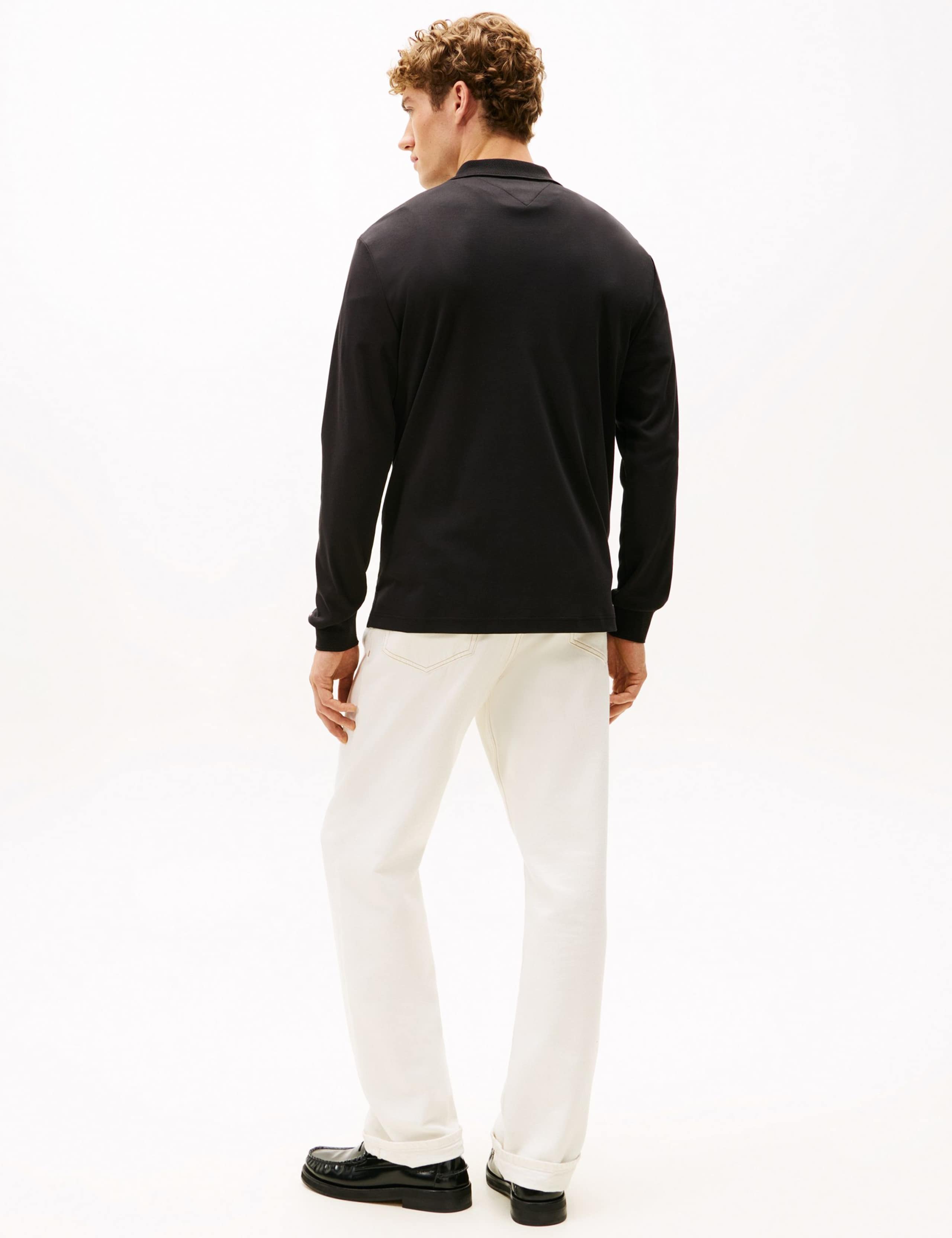 Pure Cotton Half Zip Long Sleeve Polo Shirt 3 of 5