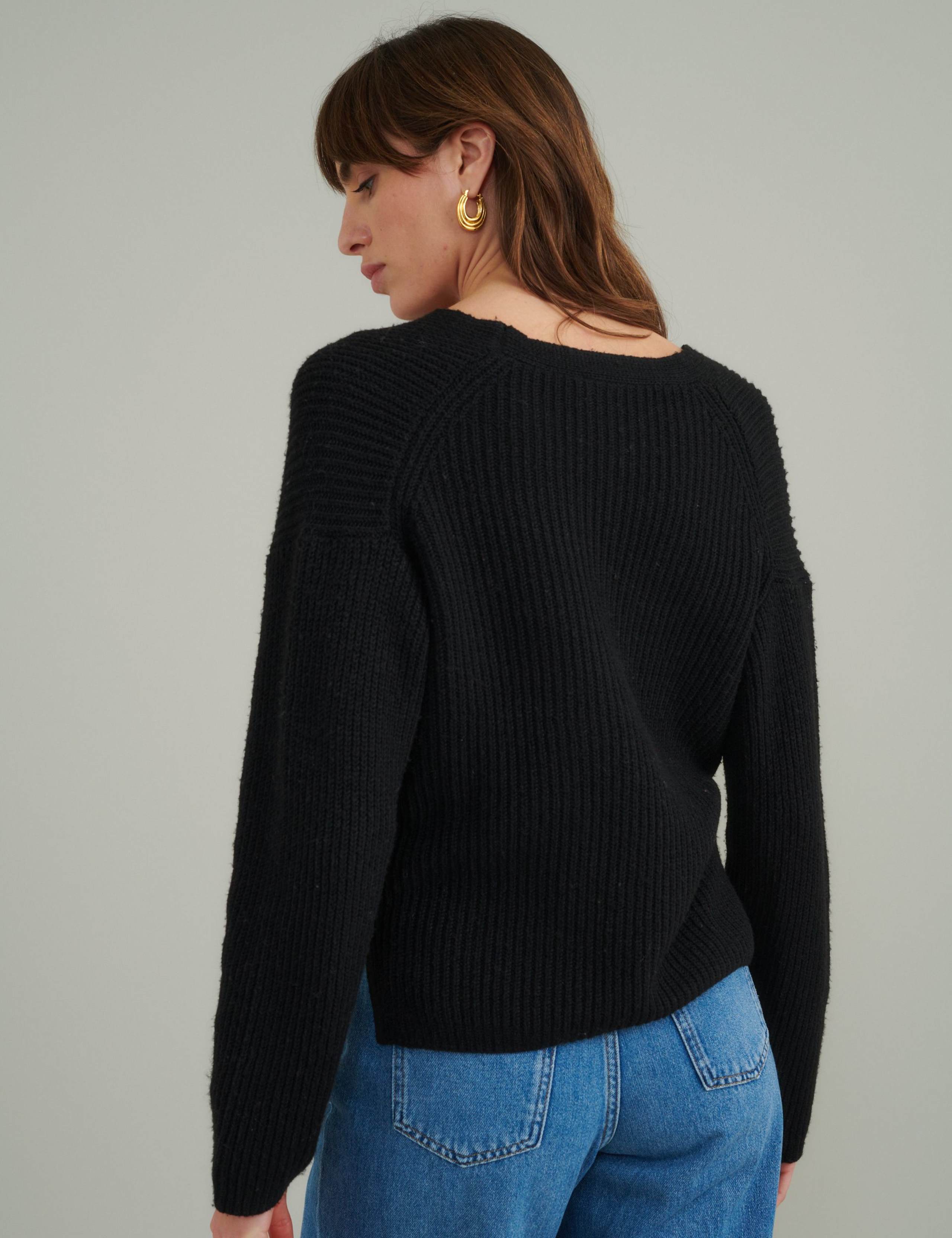 Cotton Rich Ribbed V-Neck Relaxed Cardigan 3 of 5