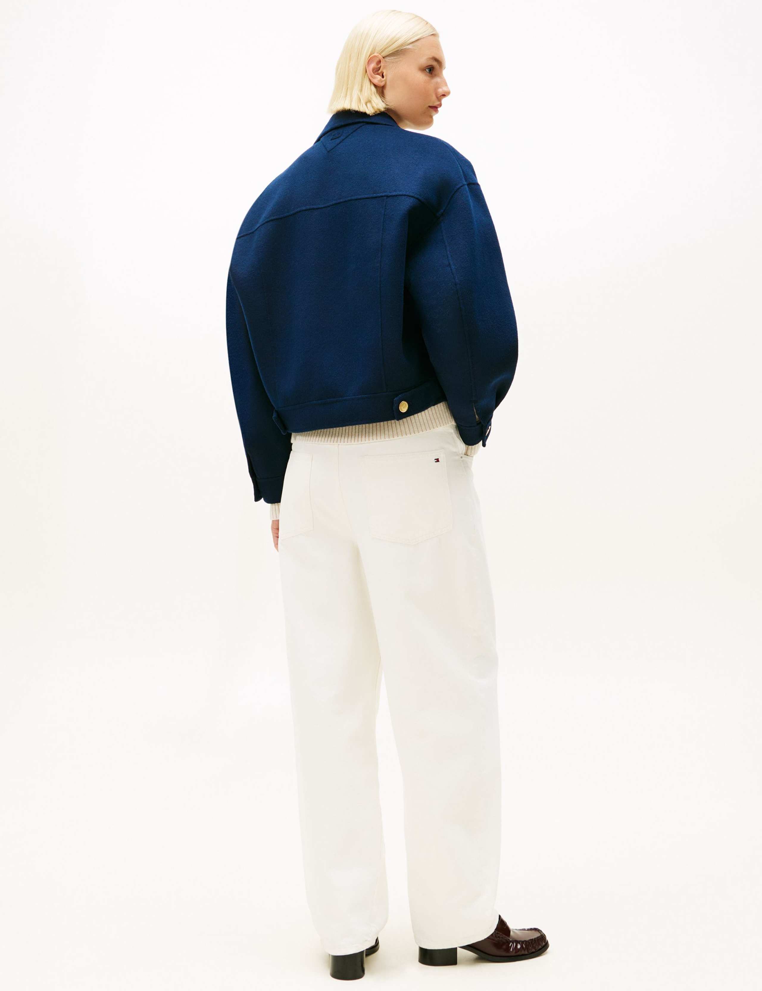 Wool Rich Collared Cropped Tailored Peacoat 4 of 5