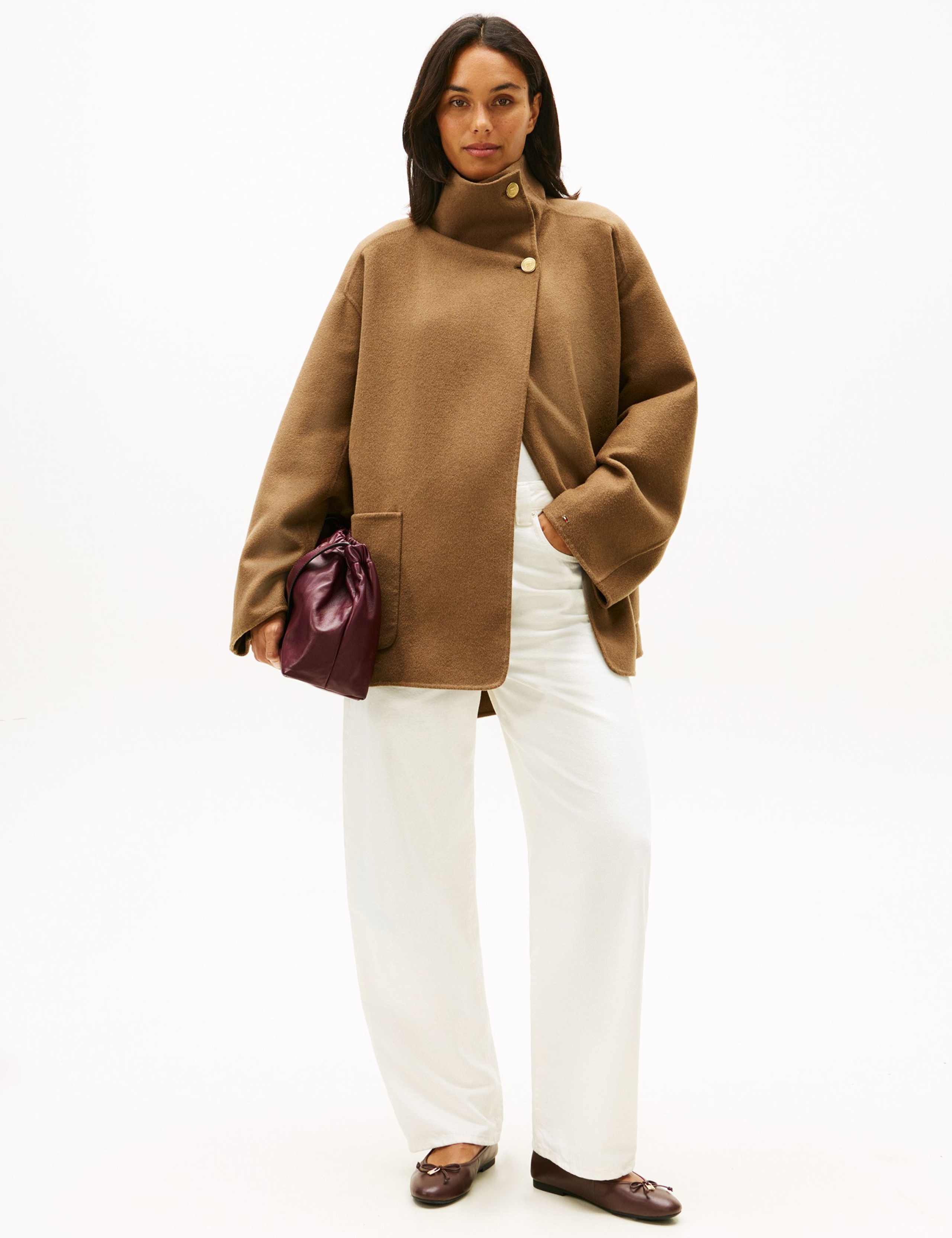 Wool Rich Funnel Neck Swing Coat 3 of 5