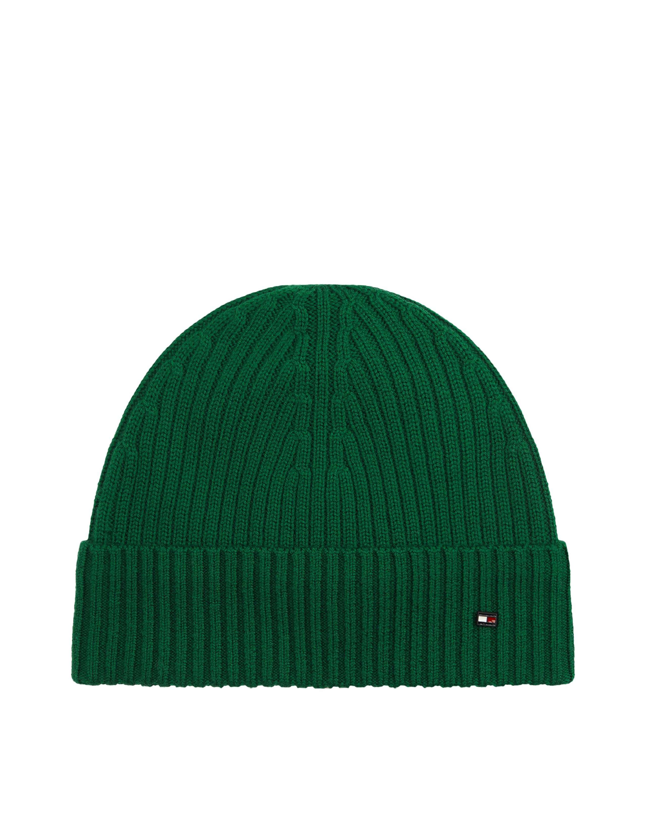 Pure Wool Knitted Rib Turn Up Beanie Hat 1 of 4