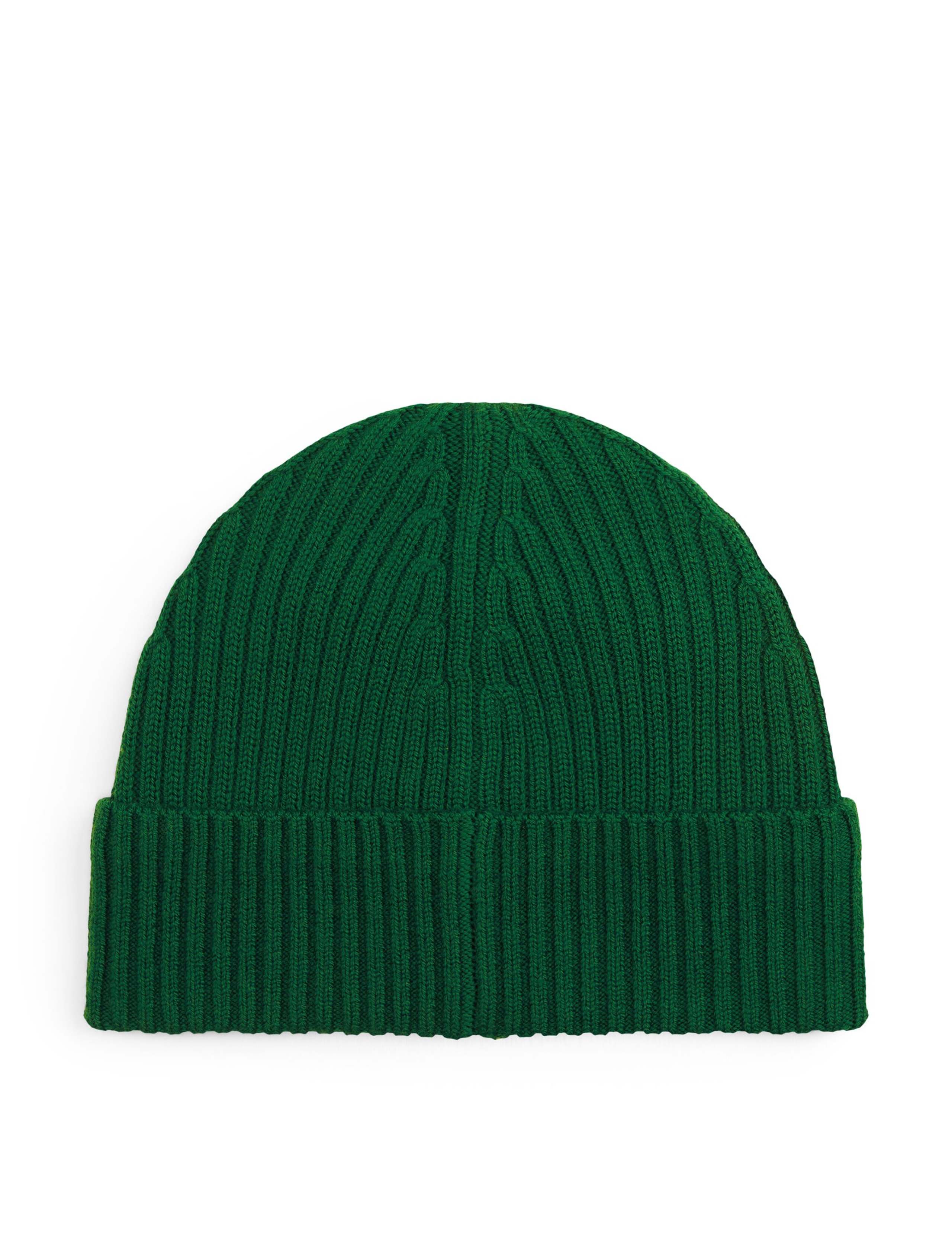 Pure Wool Knitted Rib Turn Up Beanie Hat 2 of 4