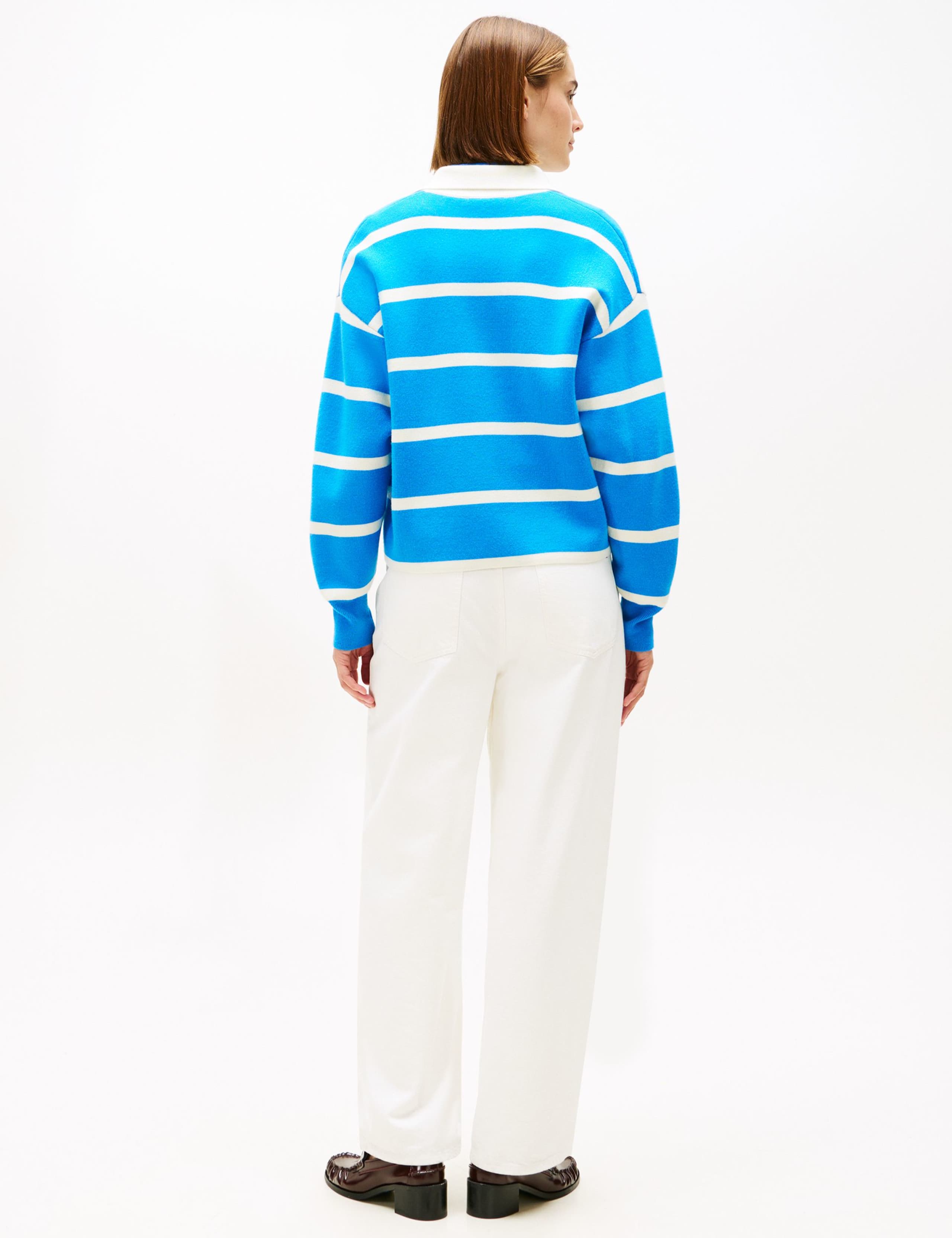 Cotton Rich Striped Collared Cardigan with Cashmere 4 of 5