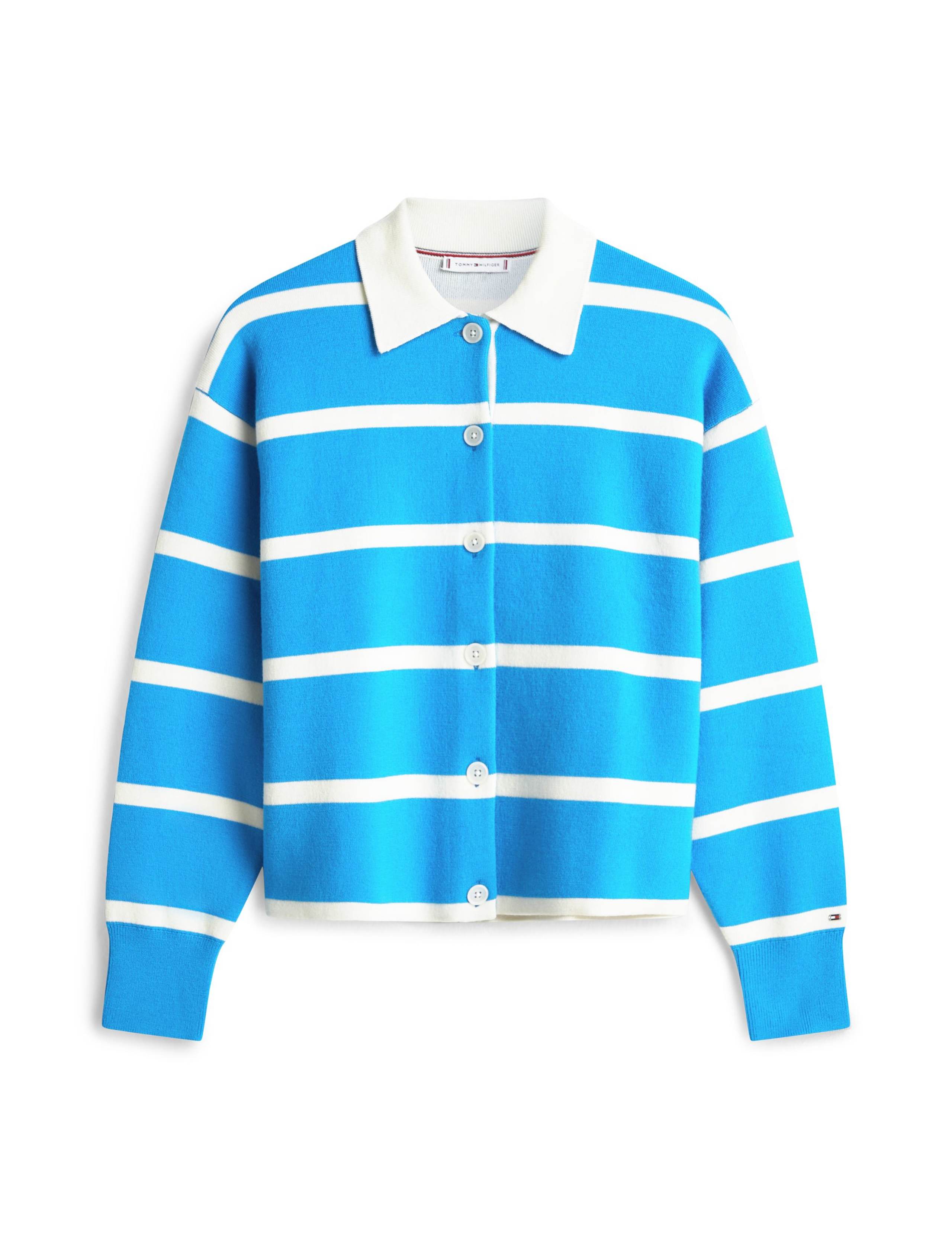 Cotton Rich Striped Collared Cardigan with Cashmere 2 of 5