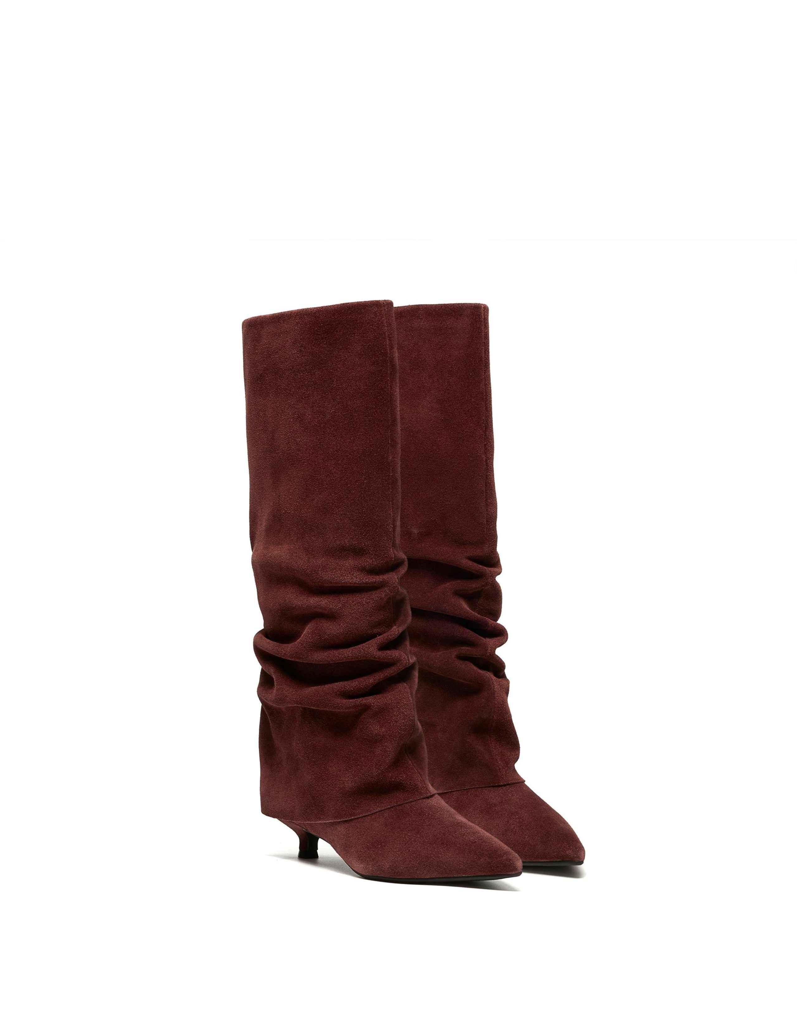 Pisa Style Suede Kitten Heel Pointed Knee High Boots 2 of 6