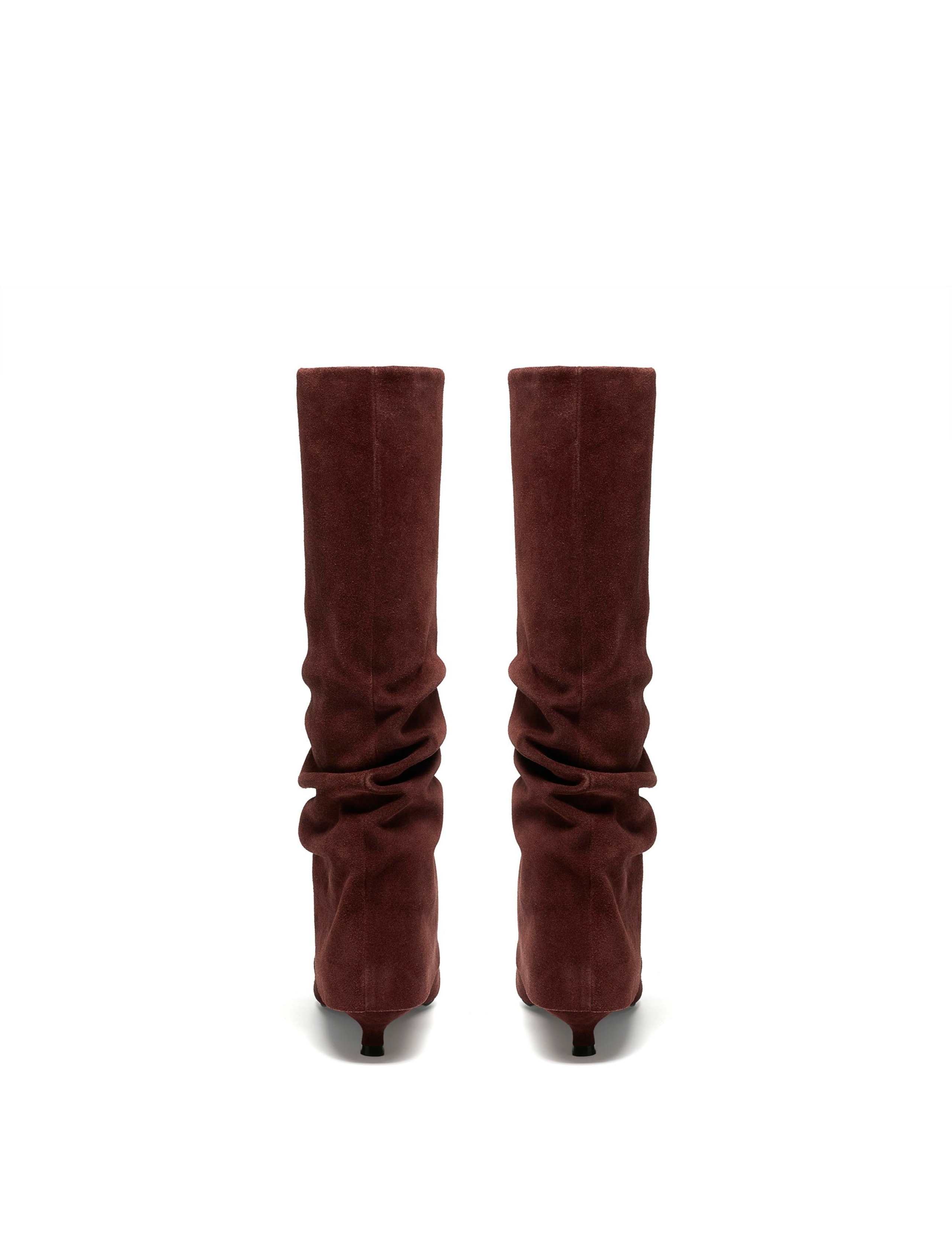 Pisa Style Suede Kitten Heel Pointed Knee High Boots 5 of 6