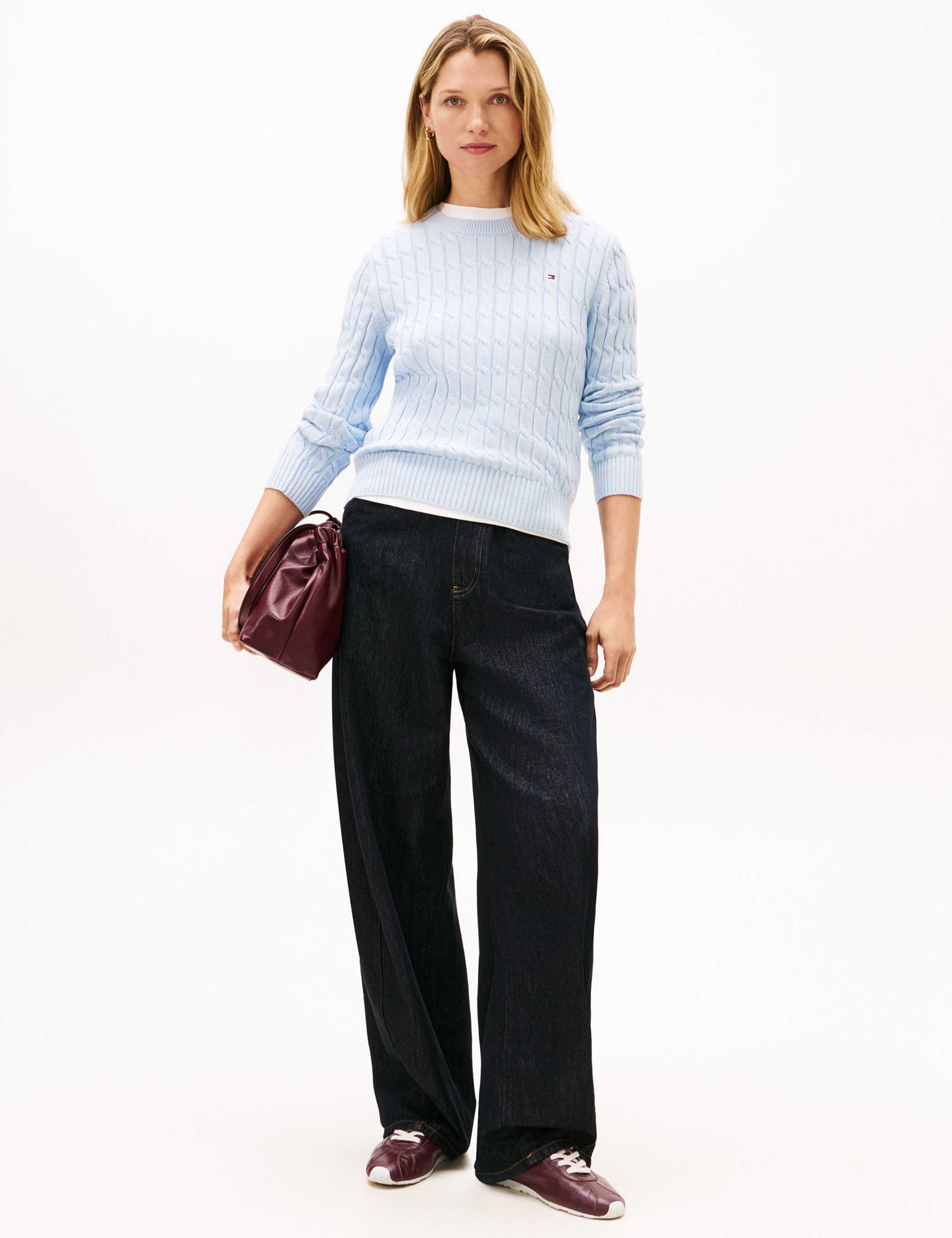 Pure Cotton Cable Knit Crew Neck Jumper 3 of 5