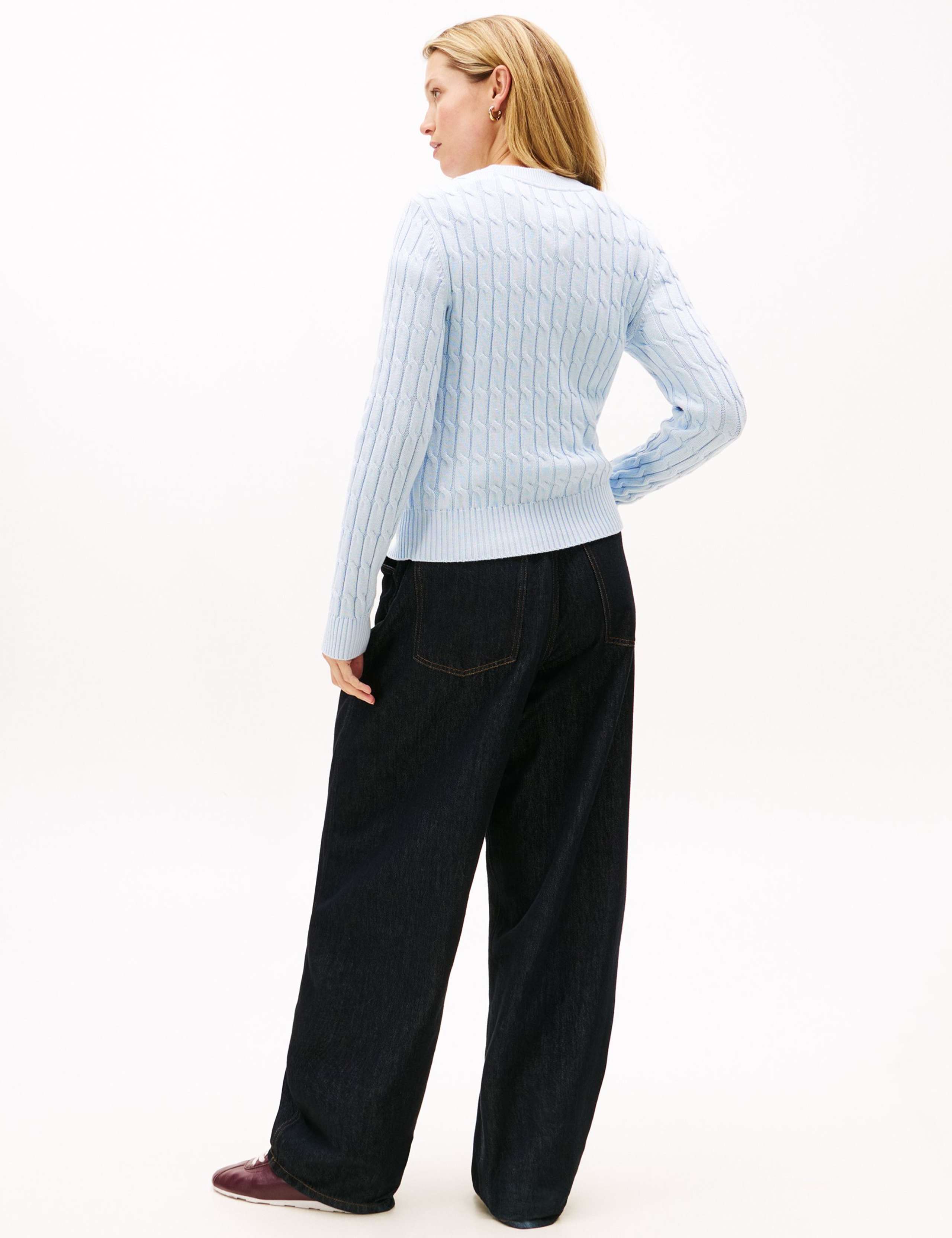Pure Cotton Cable Knit Crew Neck Jumper 4 of 5