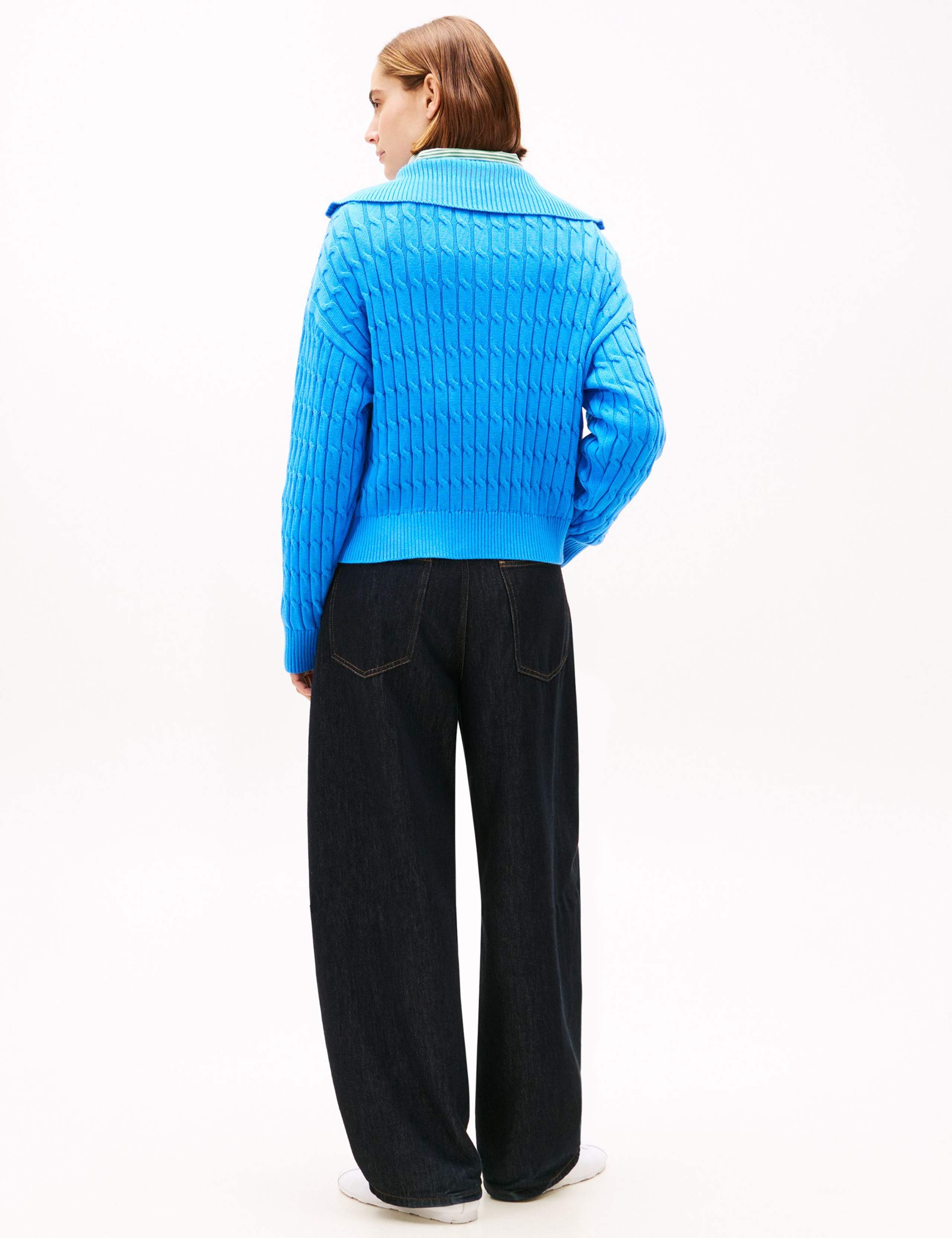 Pure Cotton Cable Knit Half Zip Sweatshirt 4 of 5