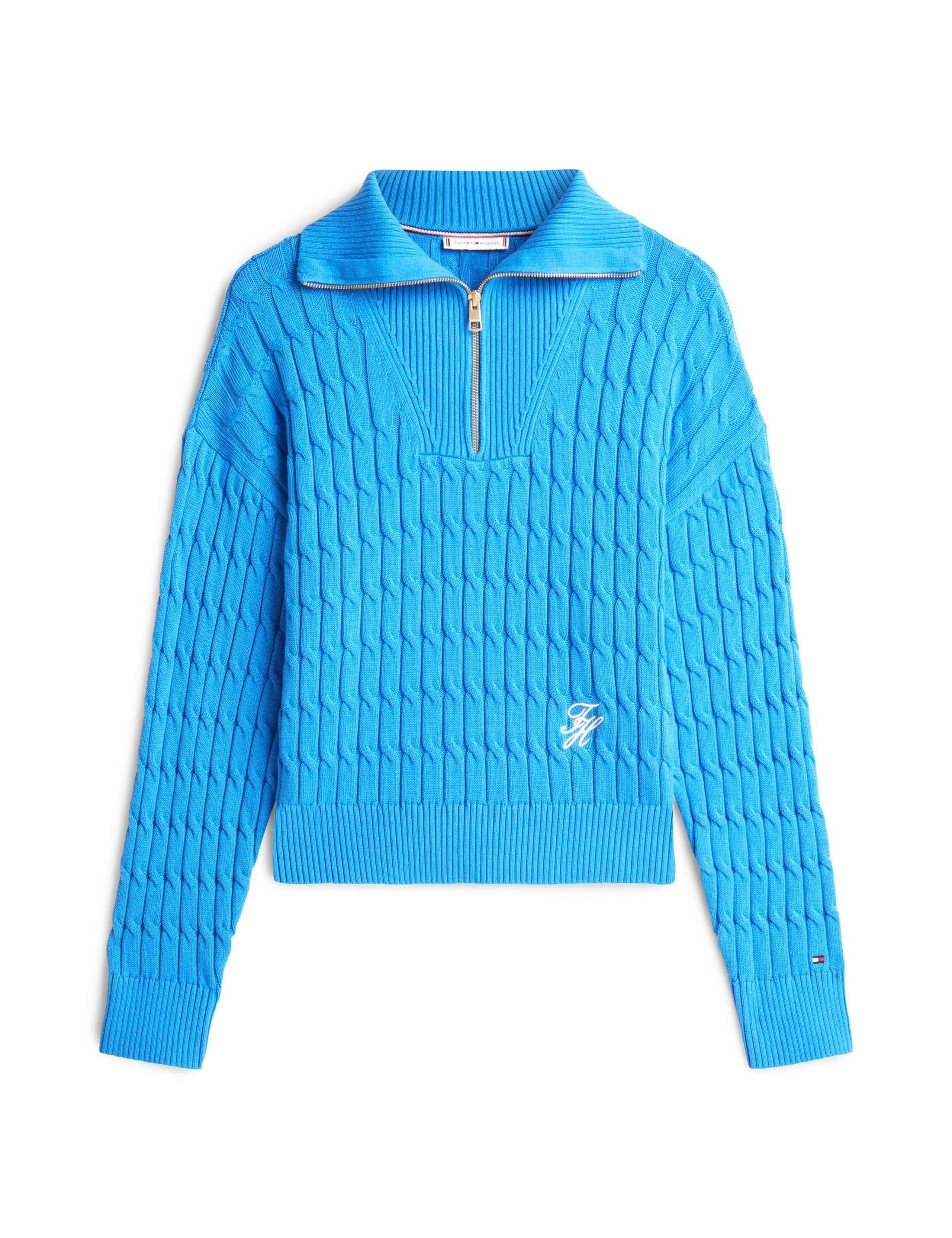 Pure Cotton Cable Knit Half Zip Sweatshirt 2 of 5