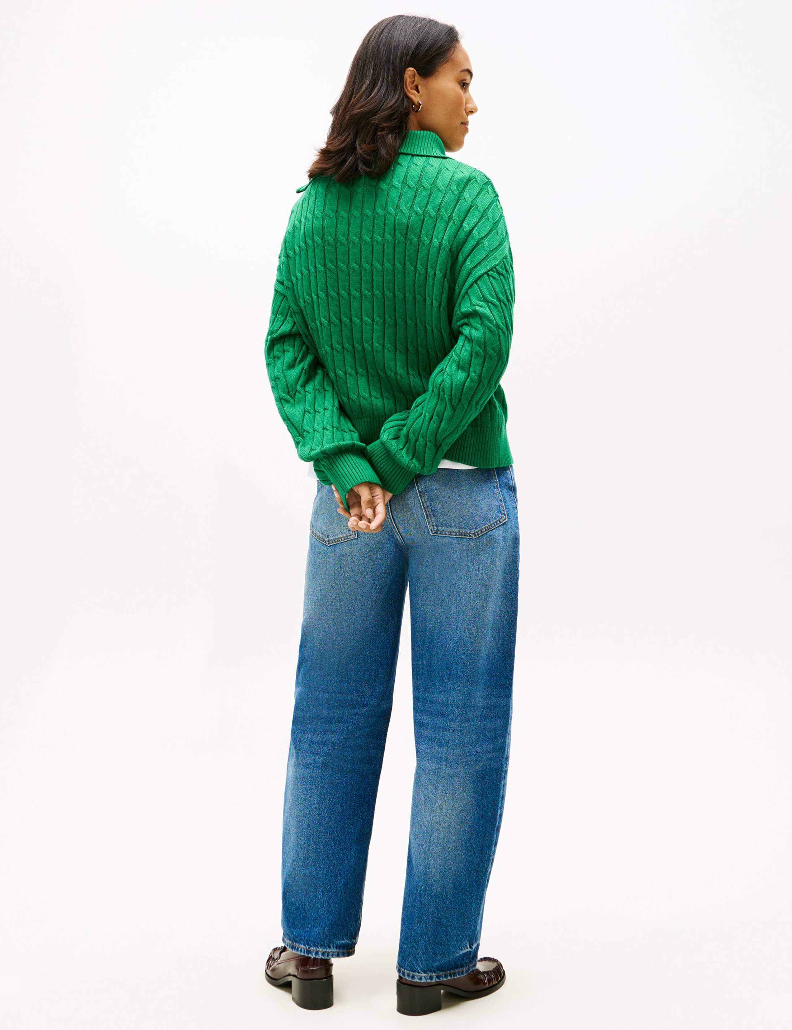 Pure Cotton Cable Knit Half Zip Sweatshirt 4 of 5
