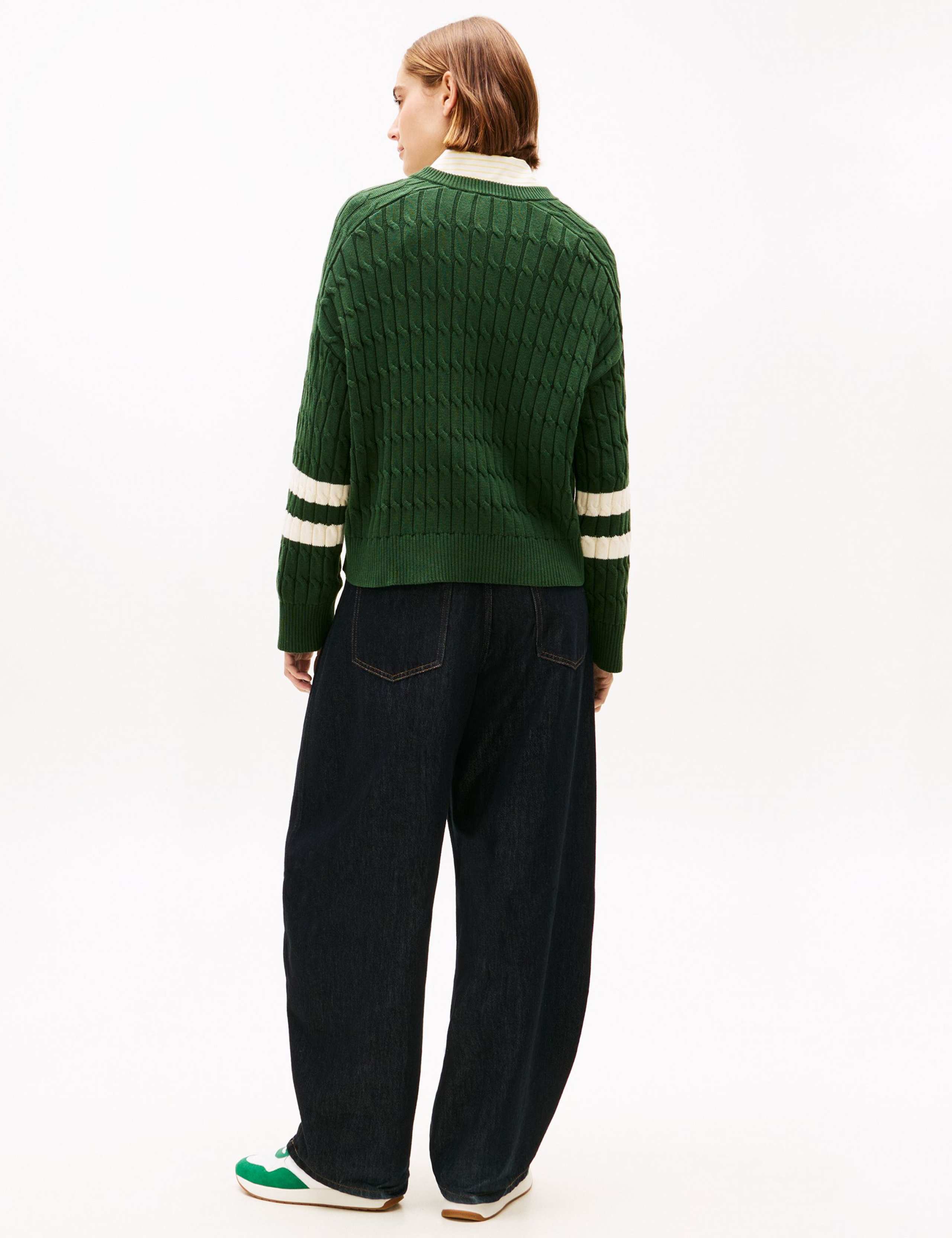 Pure Cotton Cable Knit Crew Neck Sweatshirt 4 of 5