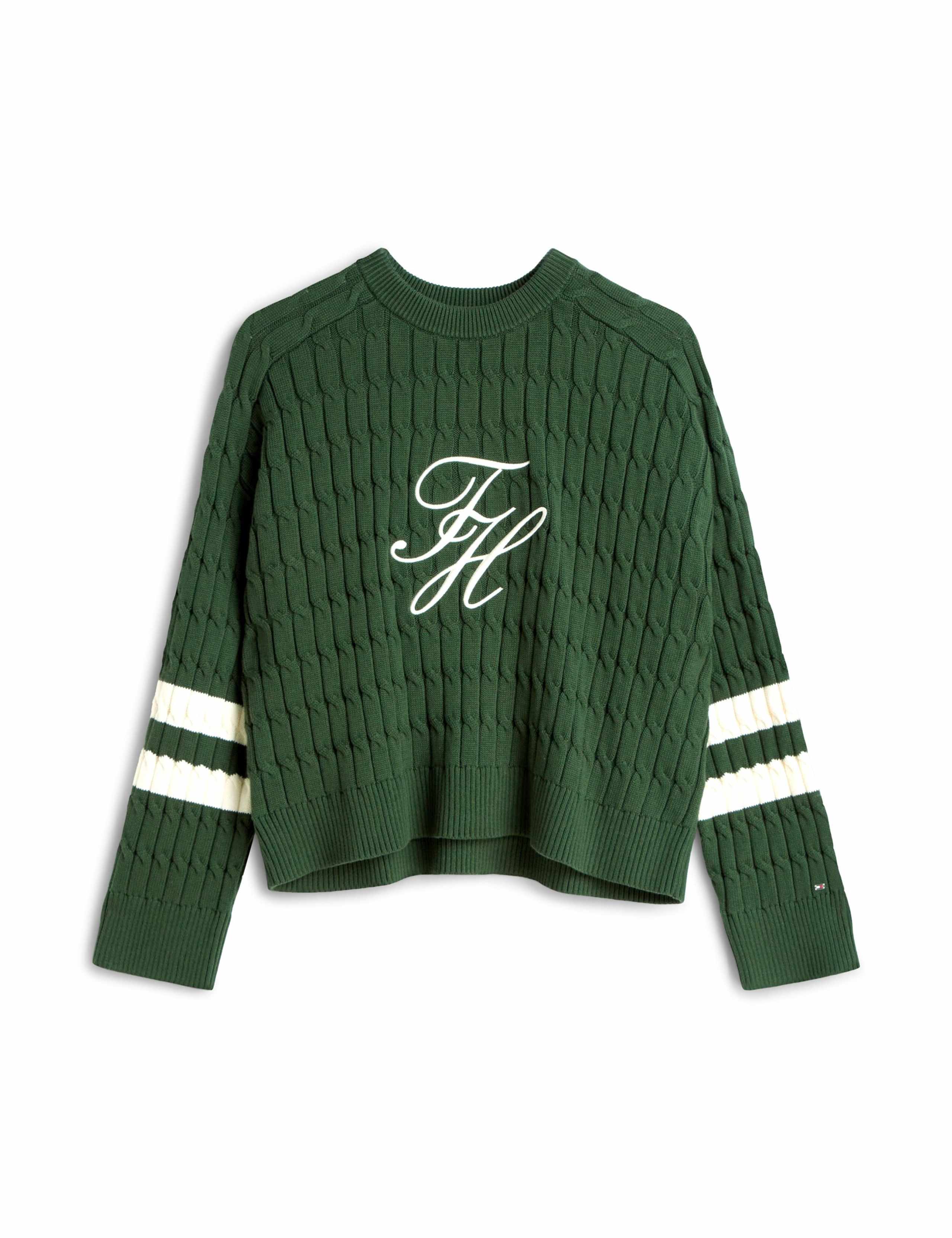 Pure Cotton Cable Knit Crew Neck Sweatshirt 2 of 5