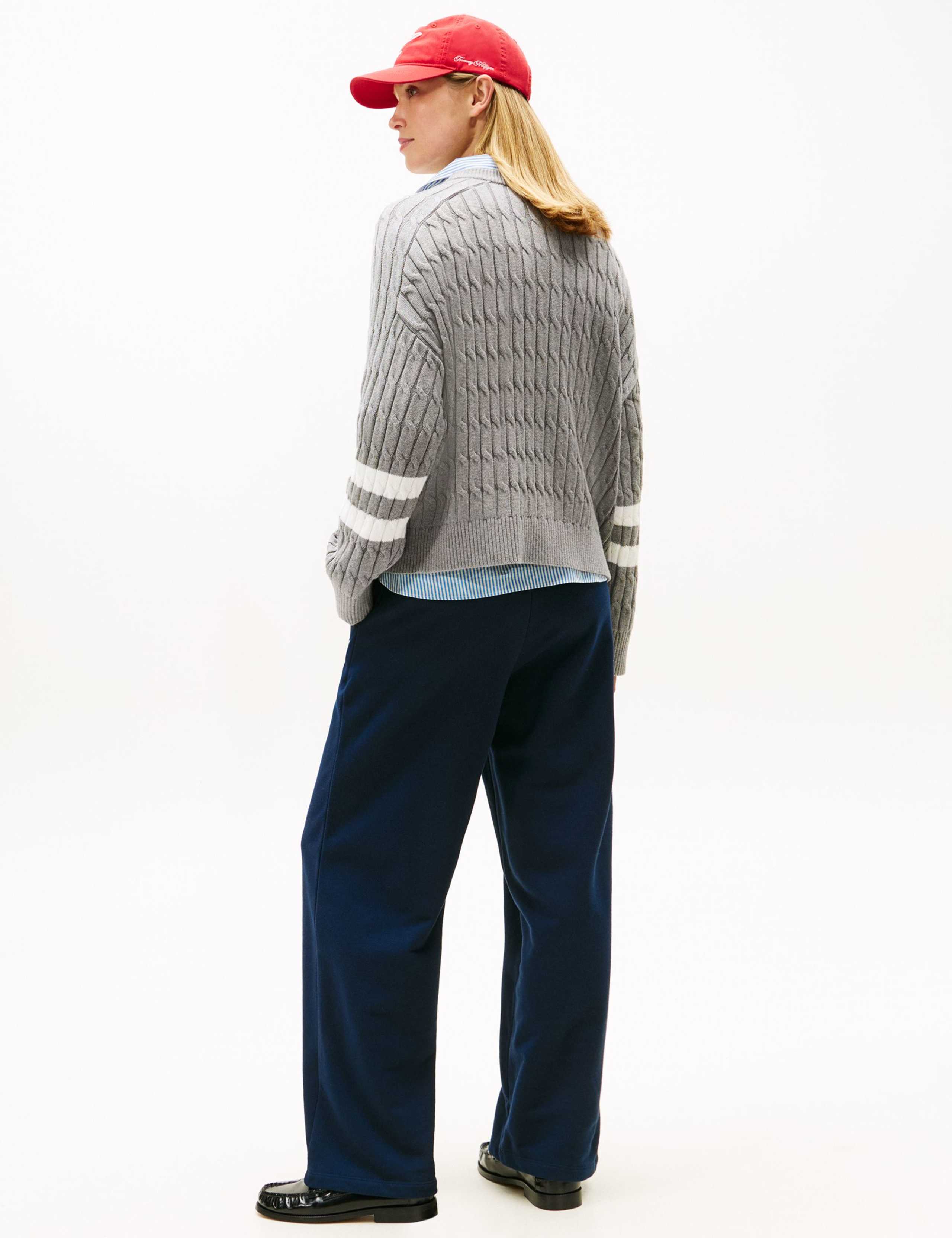 Pure Cotton Cable Knit Crew Neck Sweatshirt 5 of 5