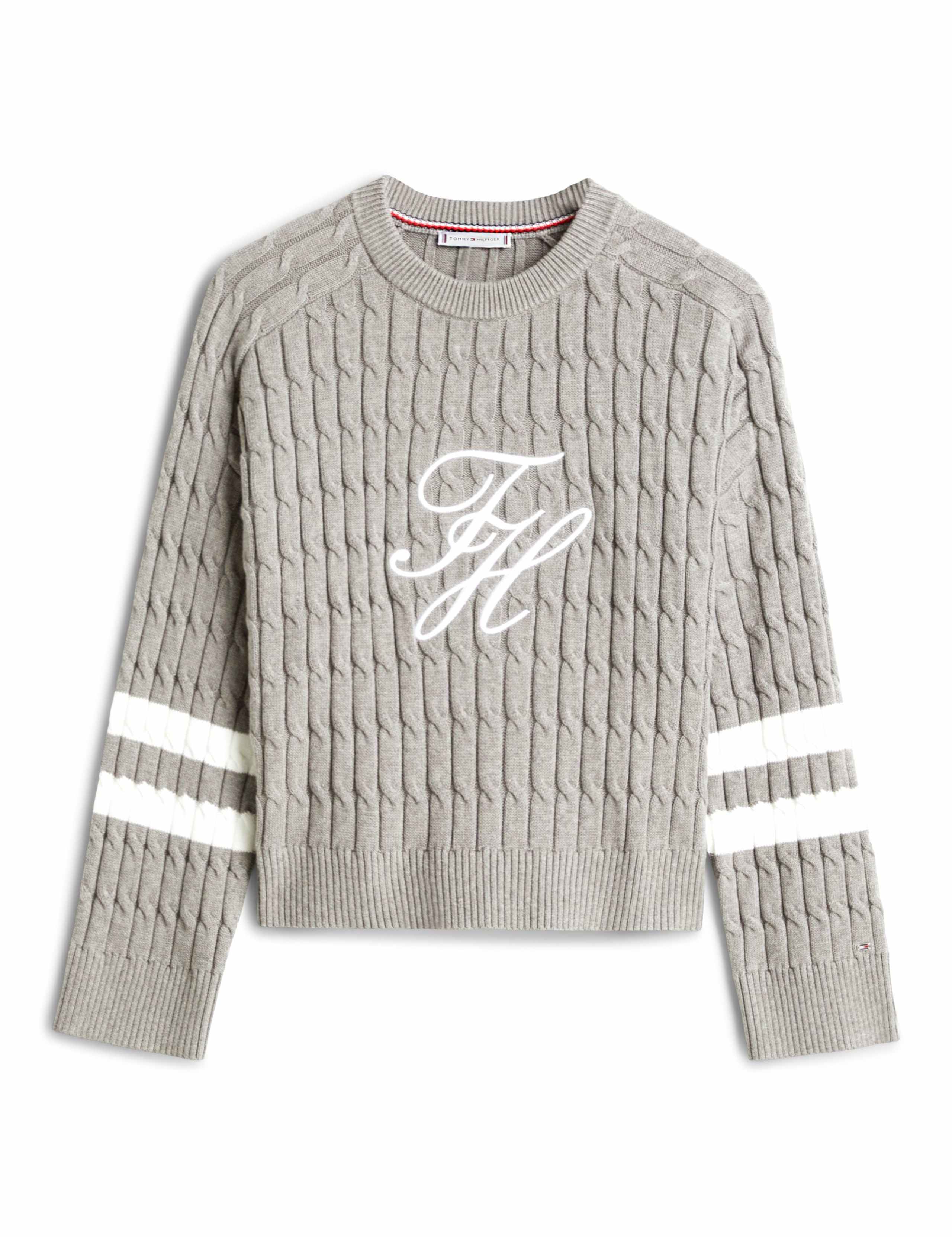 Pure Cotton Cable Knit Crew Neck Sweatshirt 2 of 5