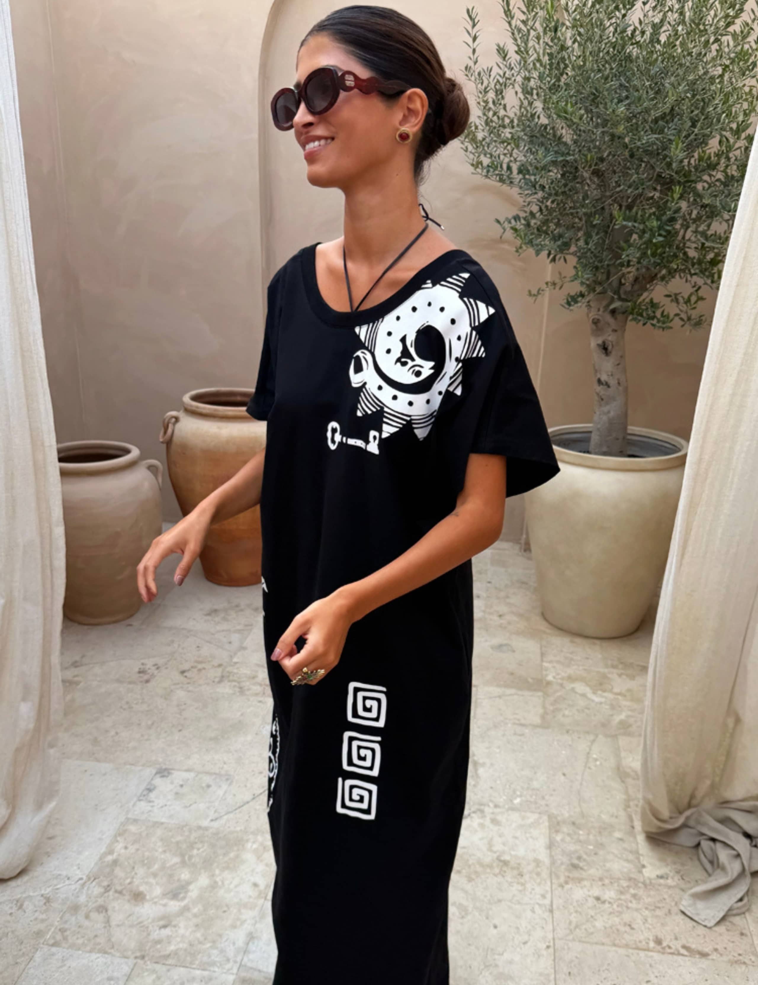 Pure Cotton Printed Midaxi T-Shirt Dress 2 of 4