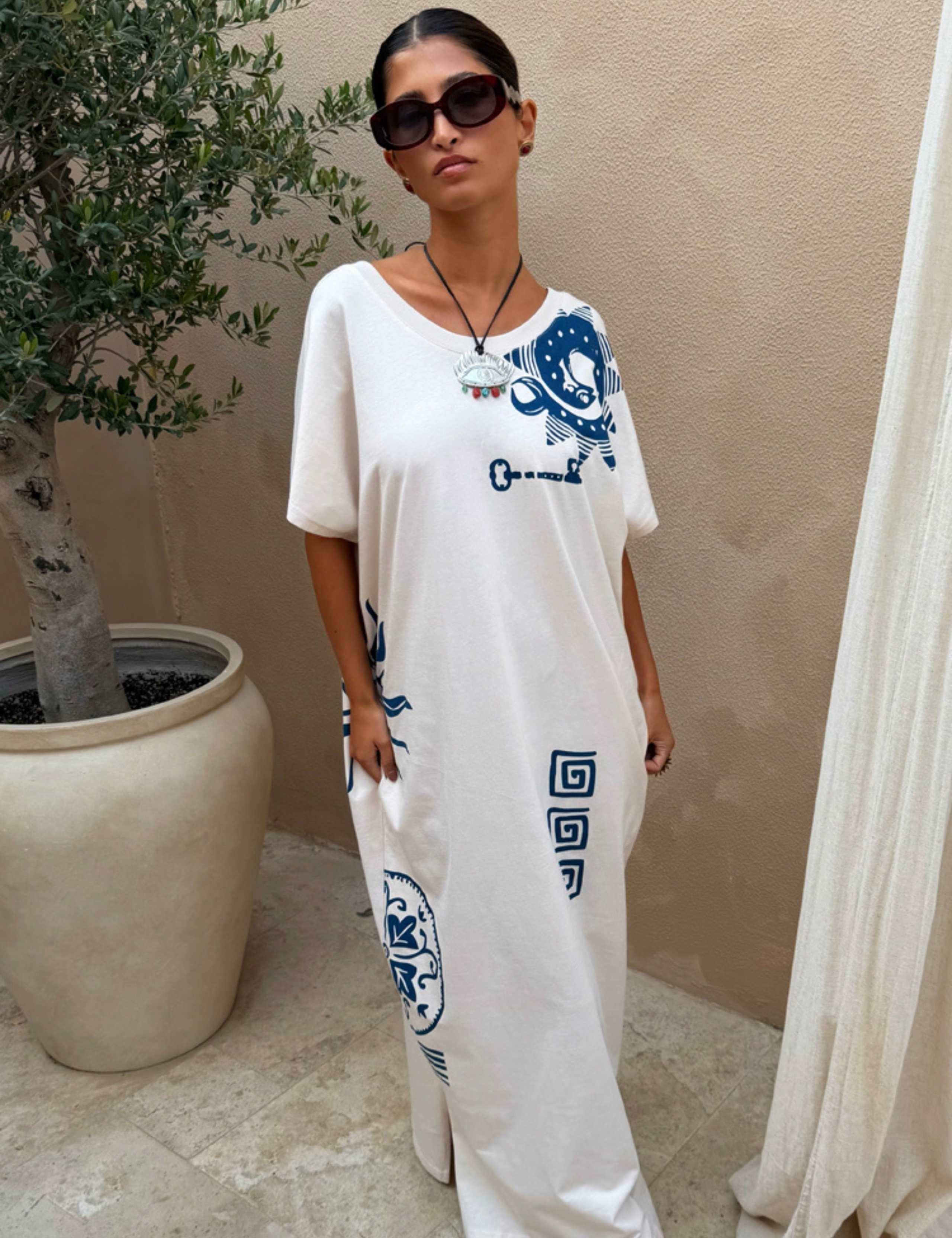 Pure Cotton Printed Midaxi T-Shirt Dress 3 of 5