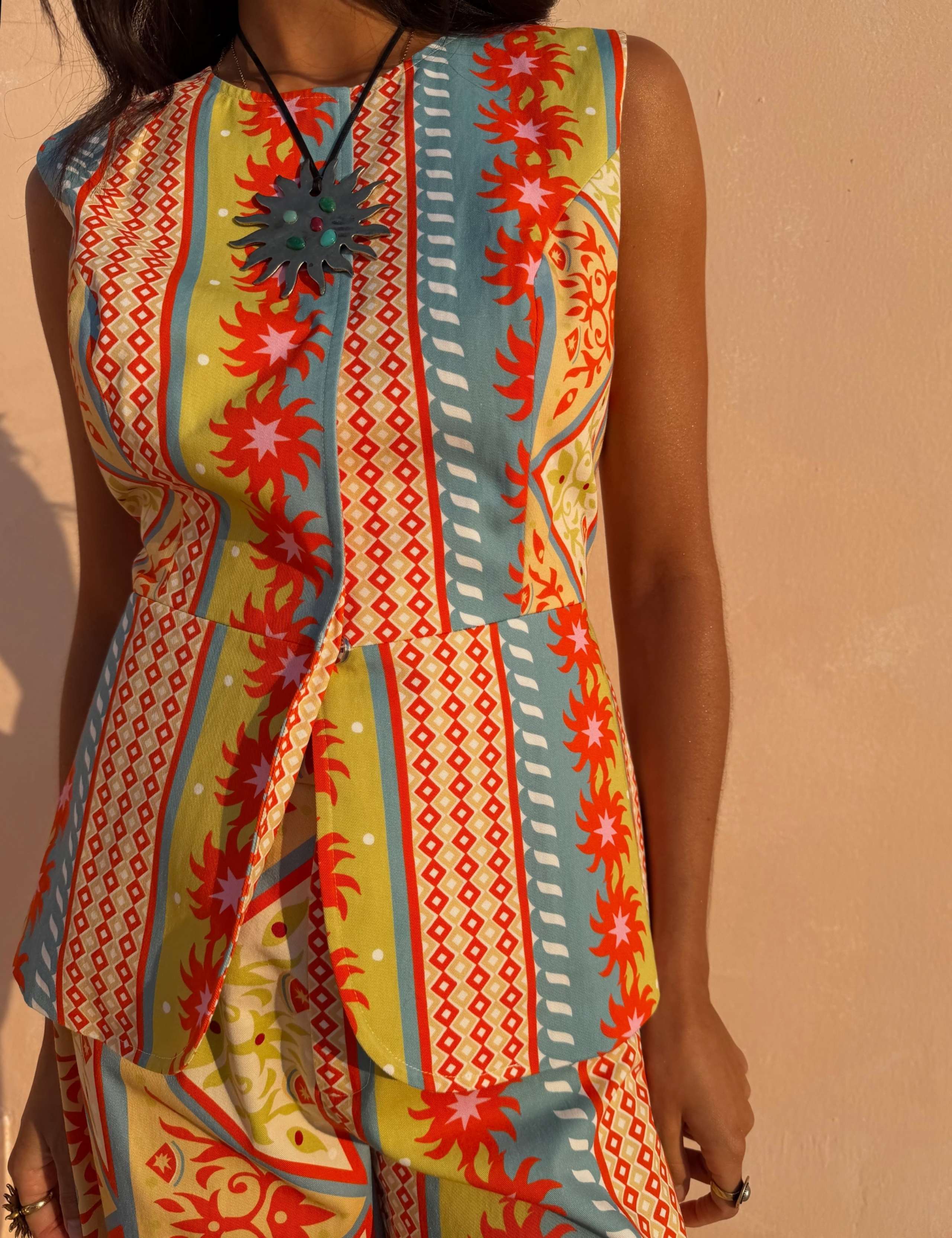 Pure Cotton Printed Waisted Waistcoat 4 of 4