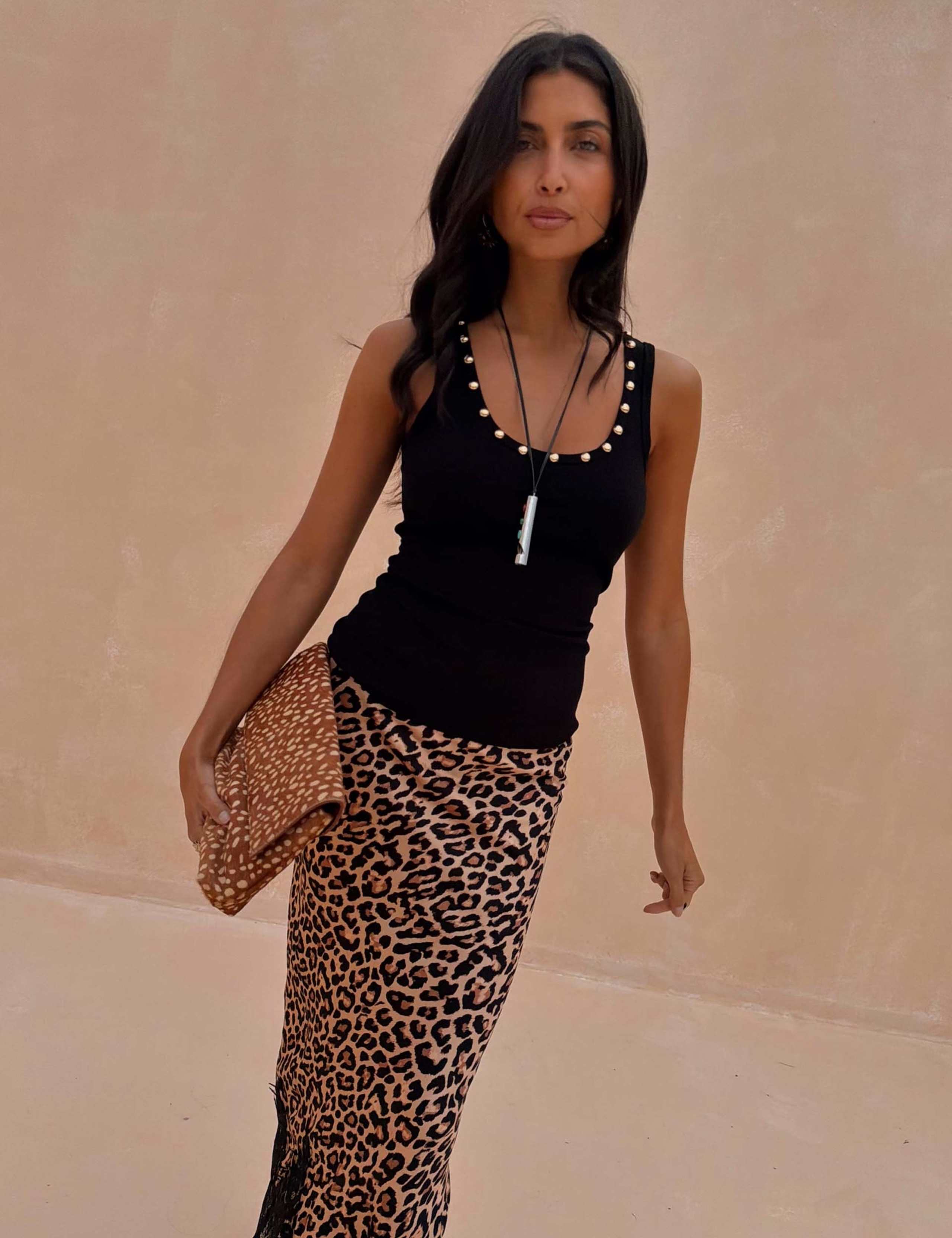 Ribbed Scoop Neck Stud Detail Vest Top 4 of 4