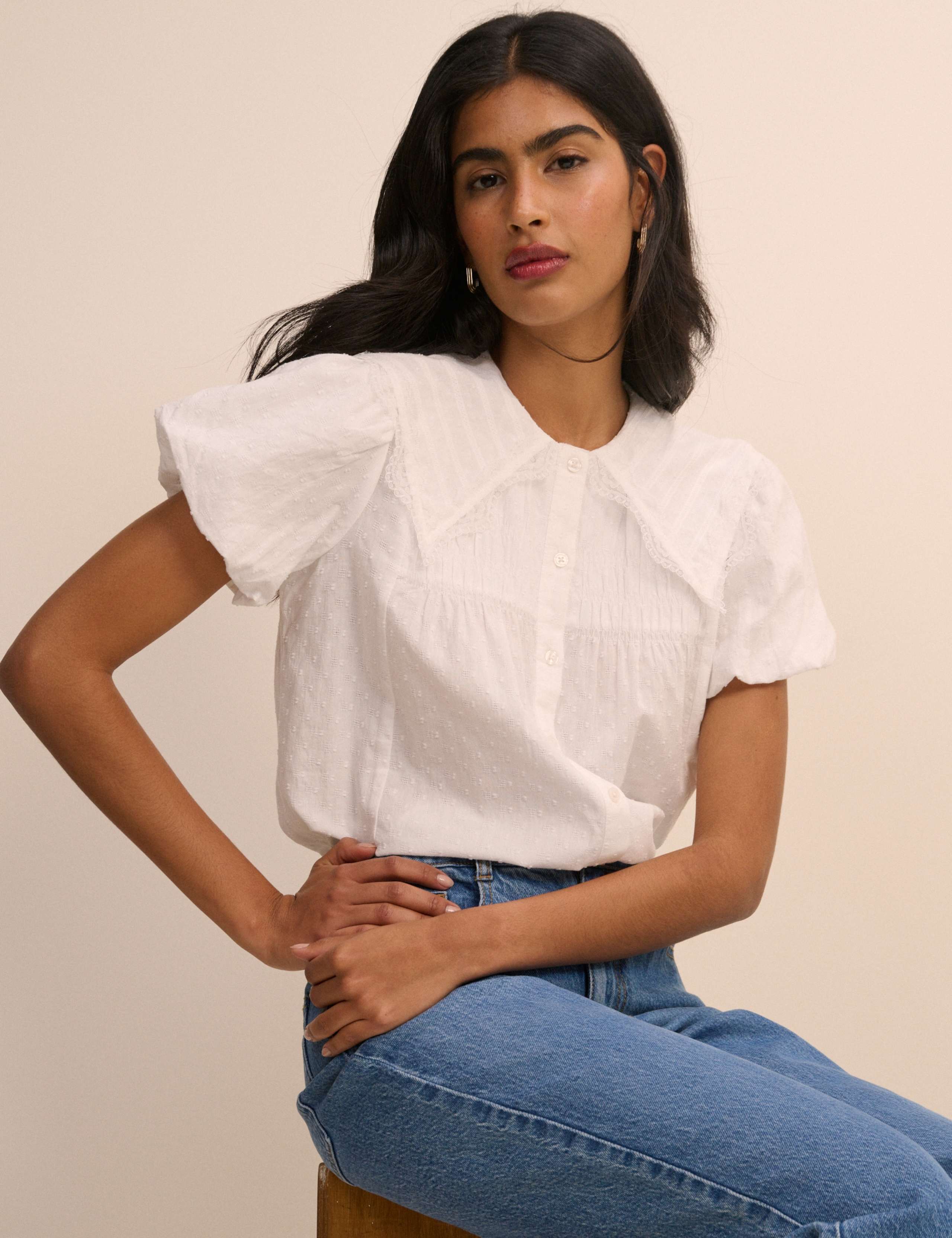 Pure Cotton Lace Detail Collared Shirt 2 of 5