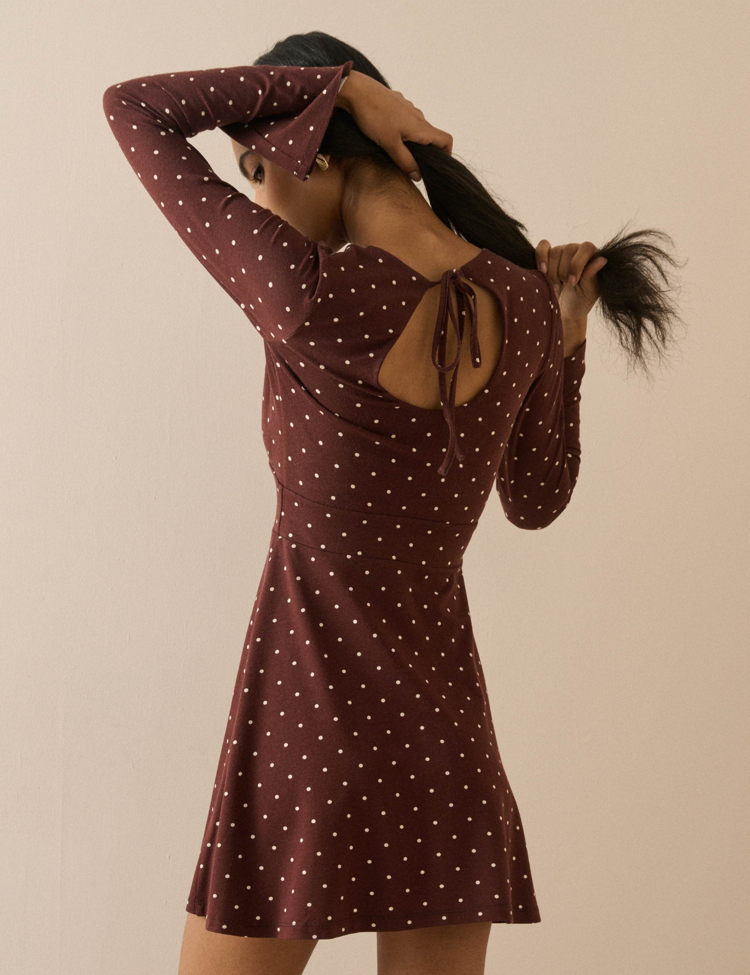 Polka Dot Round Neck Mini Skater Dress 5 of 5