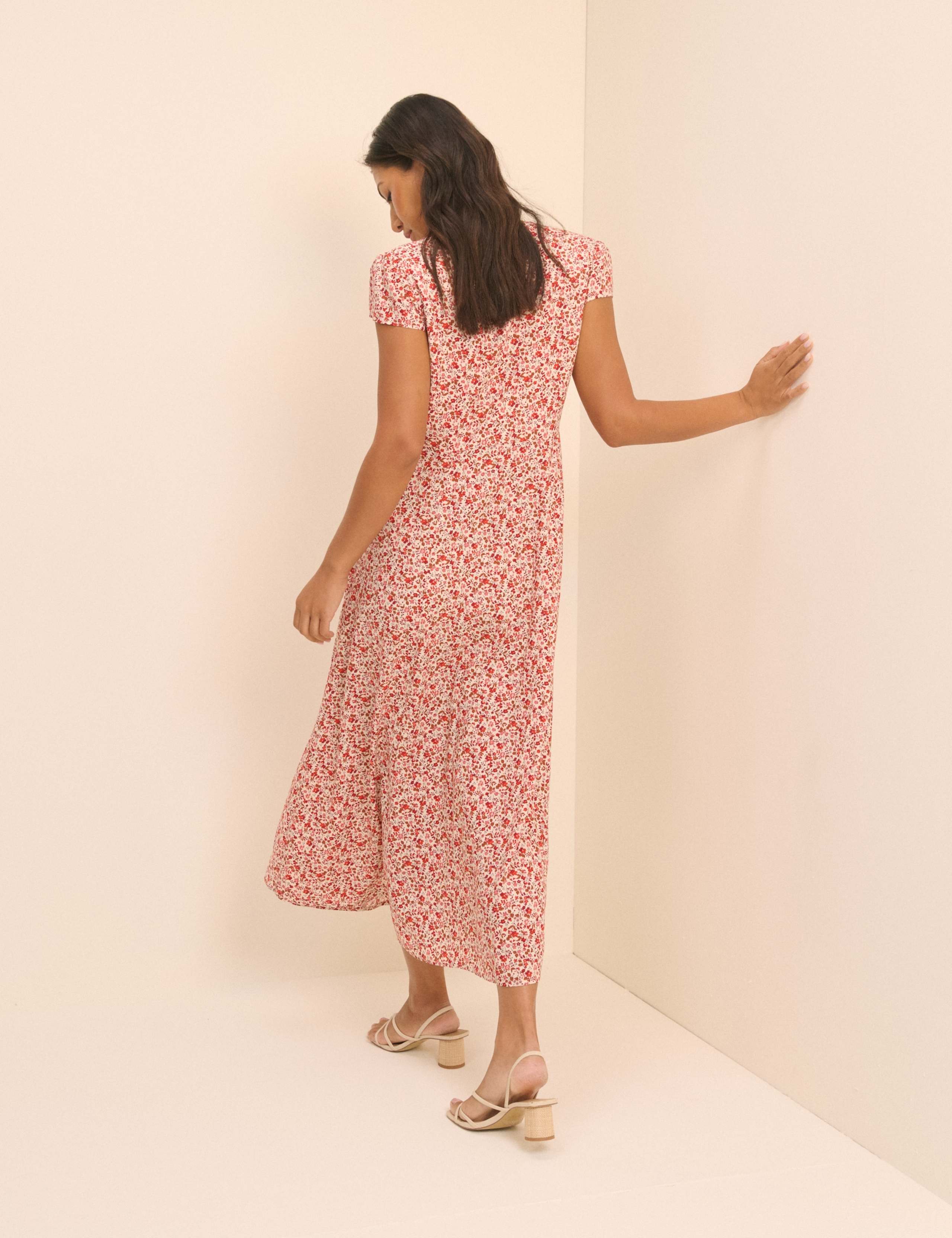 Ditsy Floral V-Neck Midi Tea Dress 3 of 5