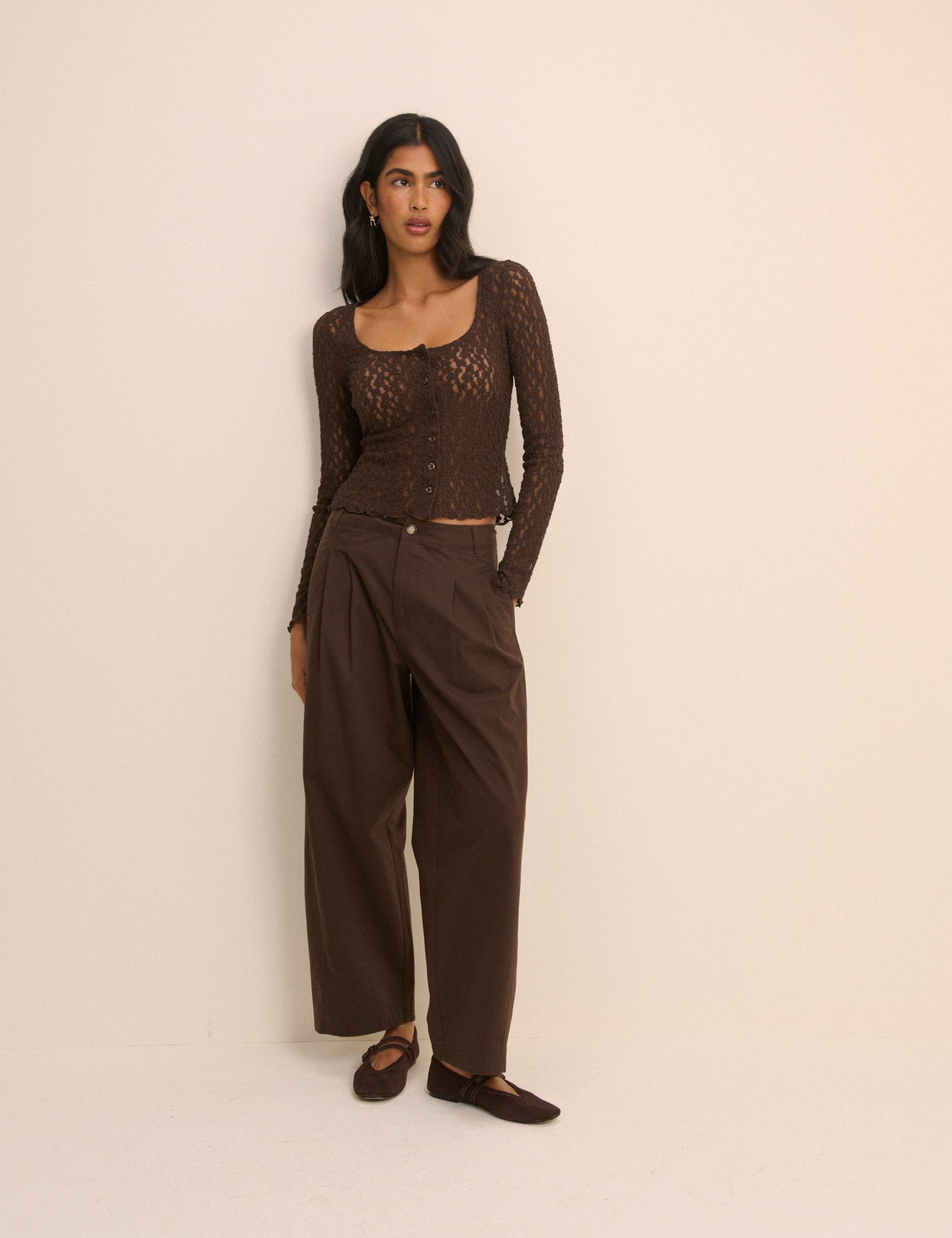 Pure Cotton Pleated Wide Leg Trousers 2 of 5