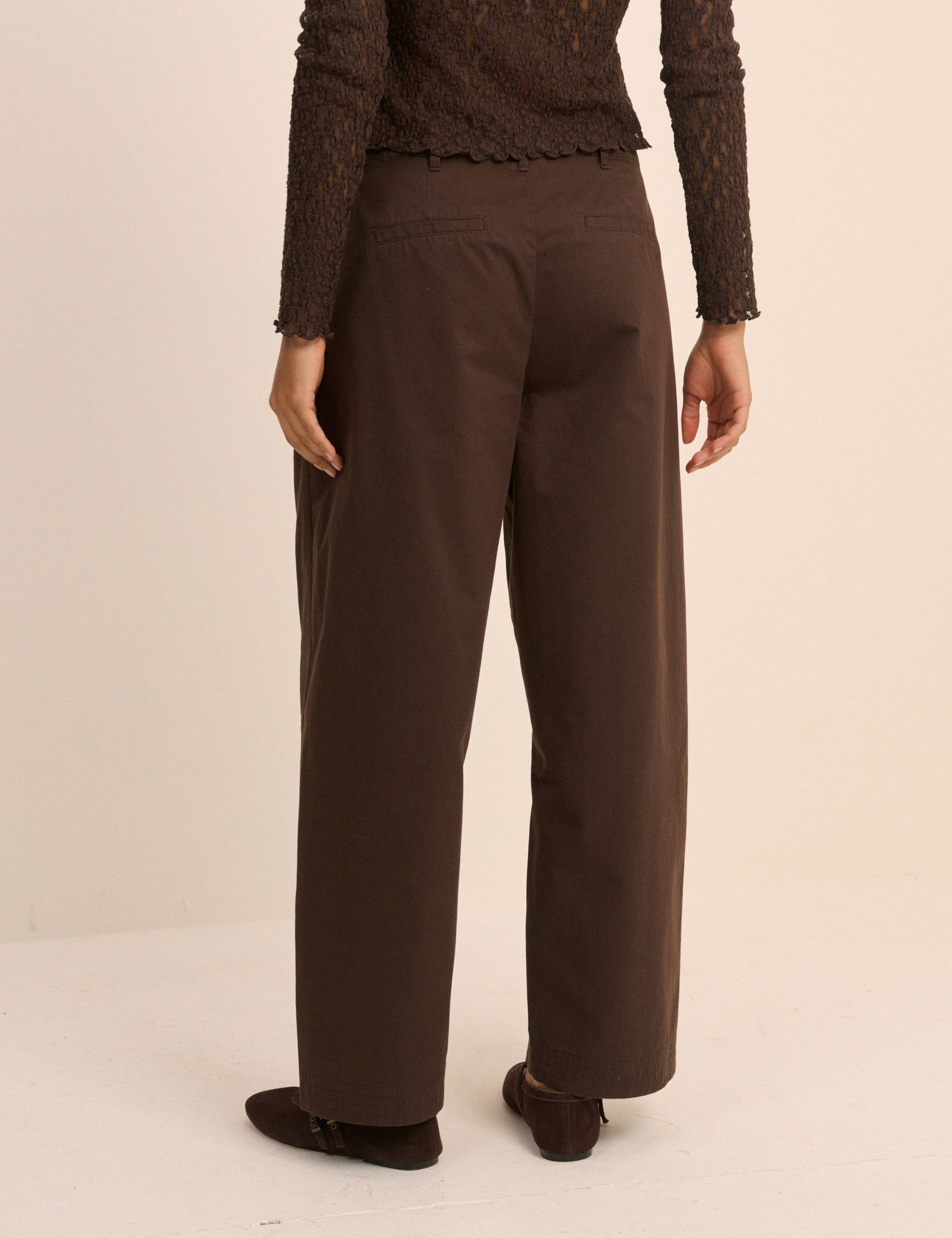 Pure Cotton Pleated Wide Leg Trousers 4 of 5