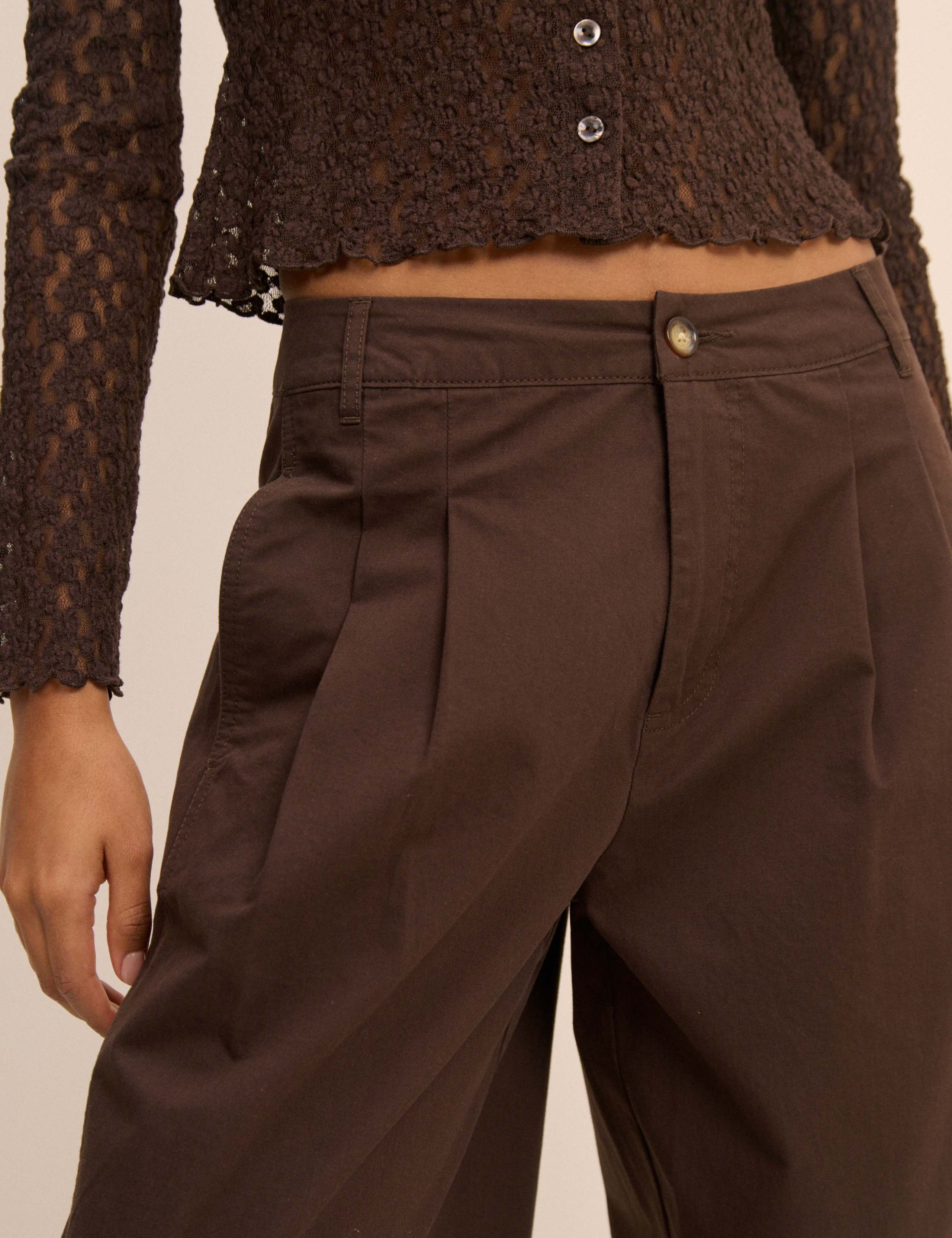 Pure Cotton Pleated Wide Leg Trousers 5 of 5