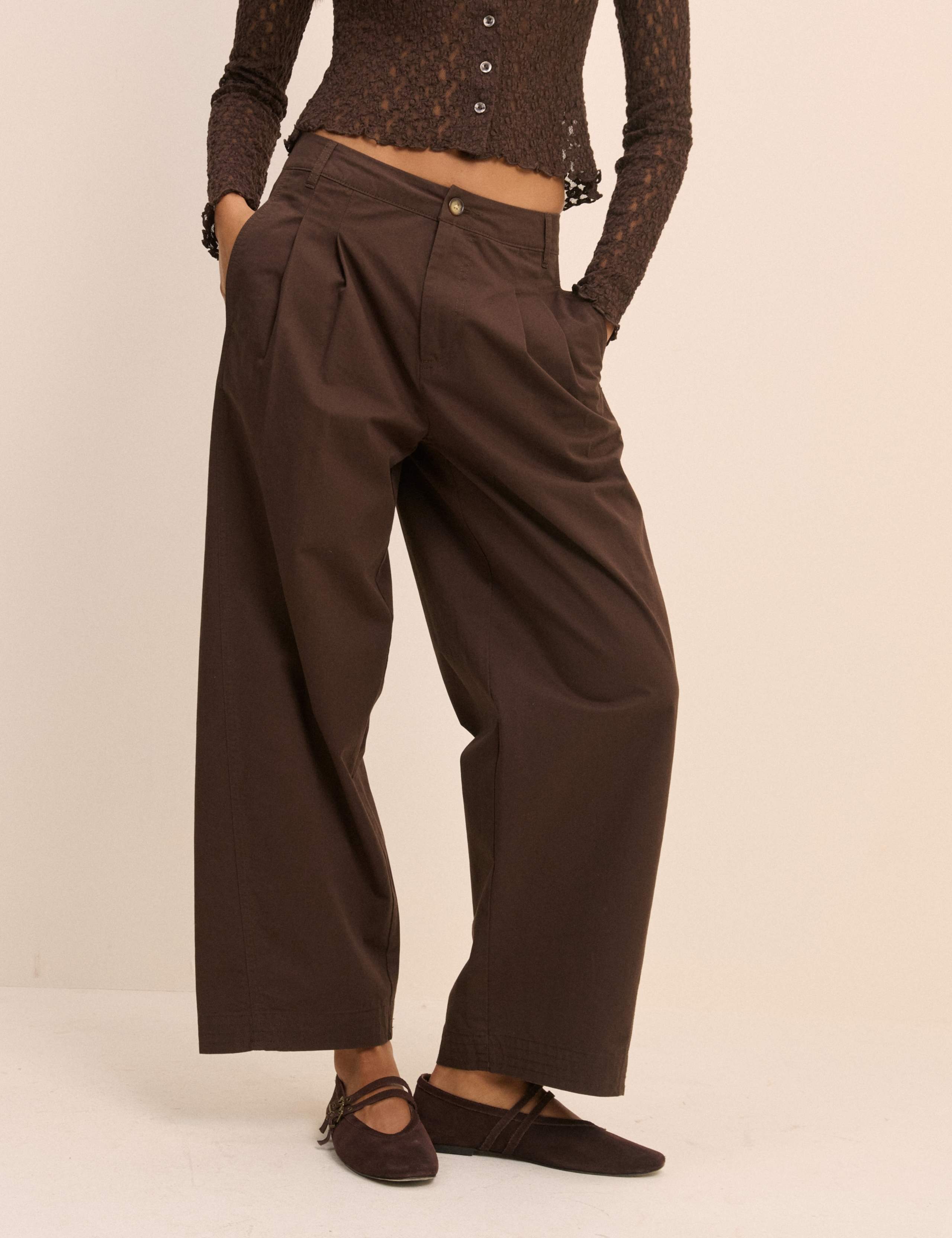 Pure Cotton Pleated Wide Leg Trousers 6 of 6