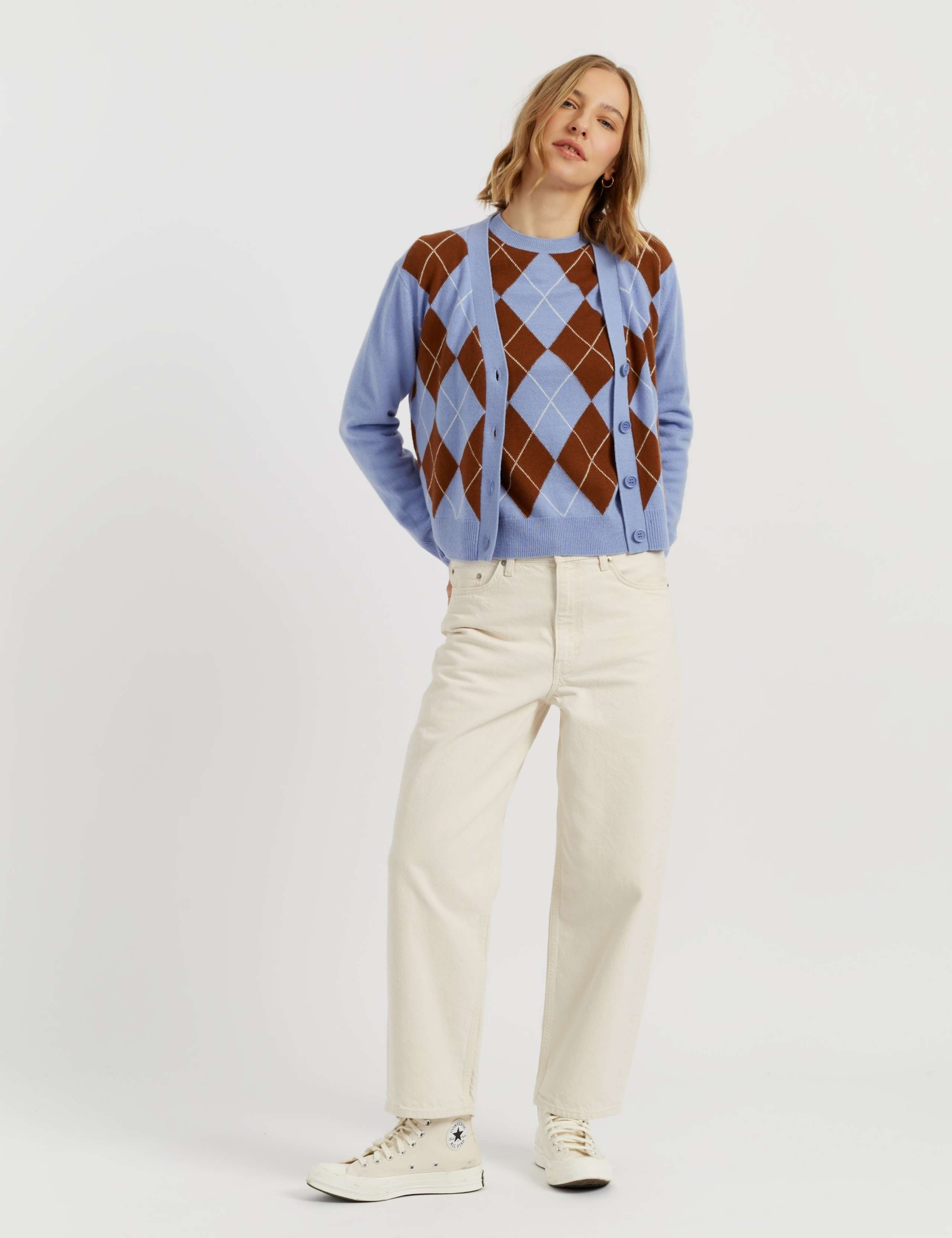 Wool Rich Argyle Cardigan with Cashmere 3 of 4