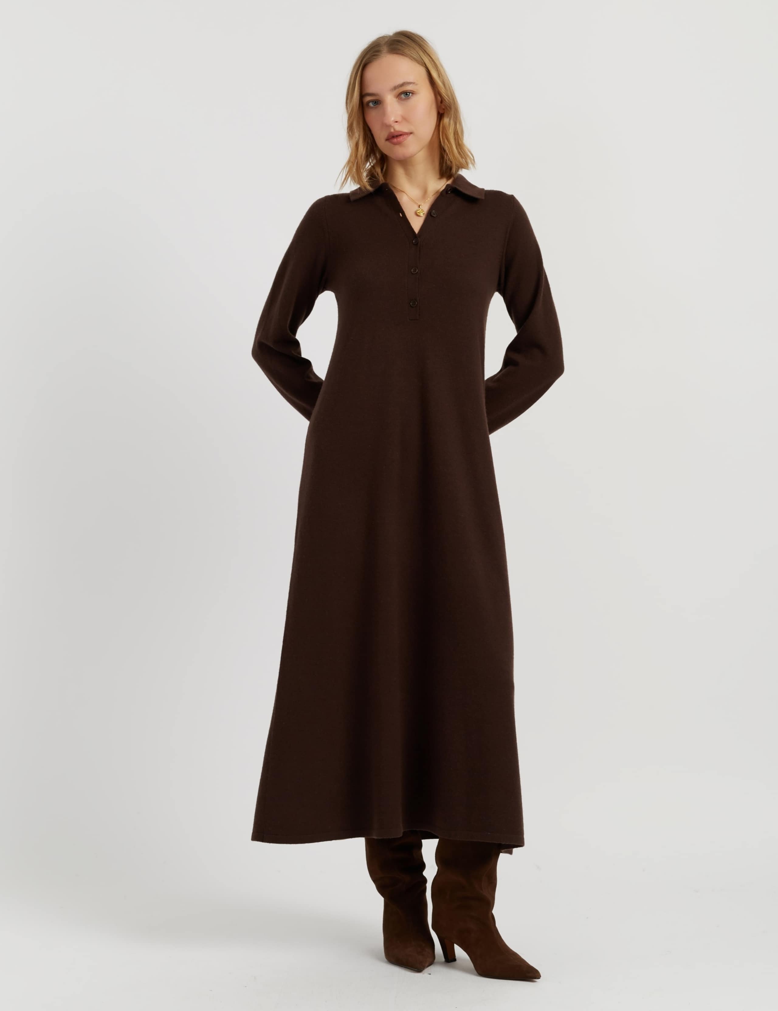 Wool Rich Polo Dress With Cashmere 1 of 3