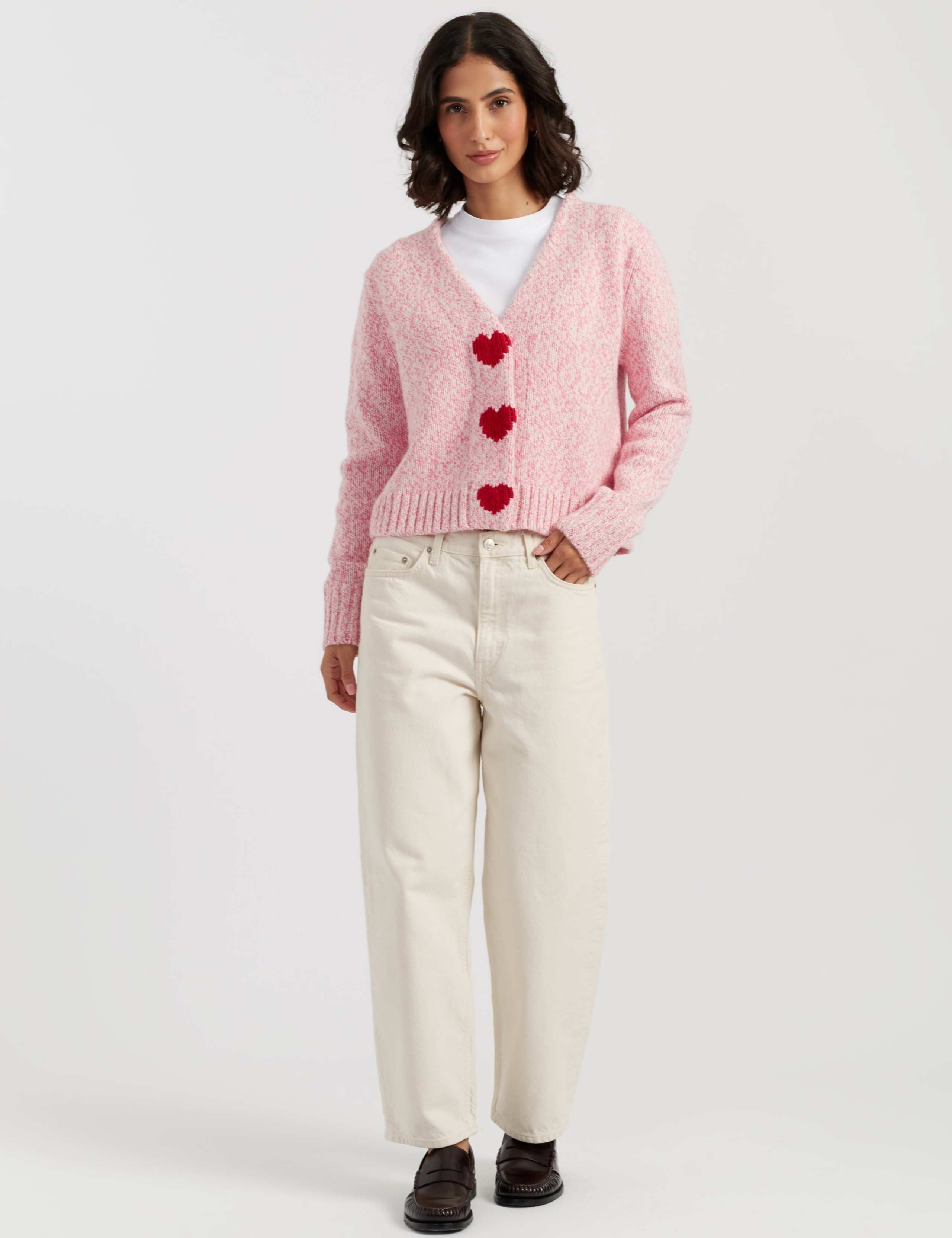 Pure Merino Wool Heart V-Neck Cardigan 2 of 3