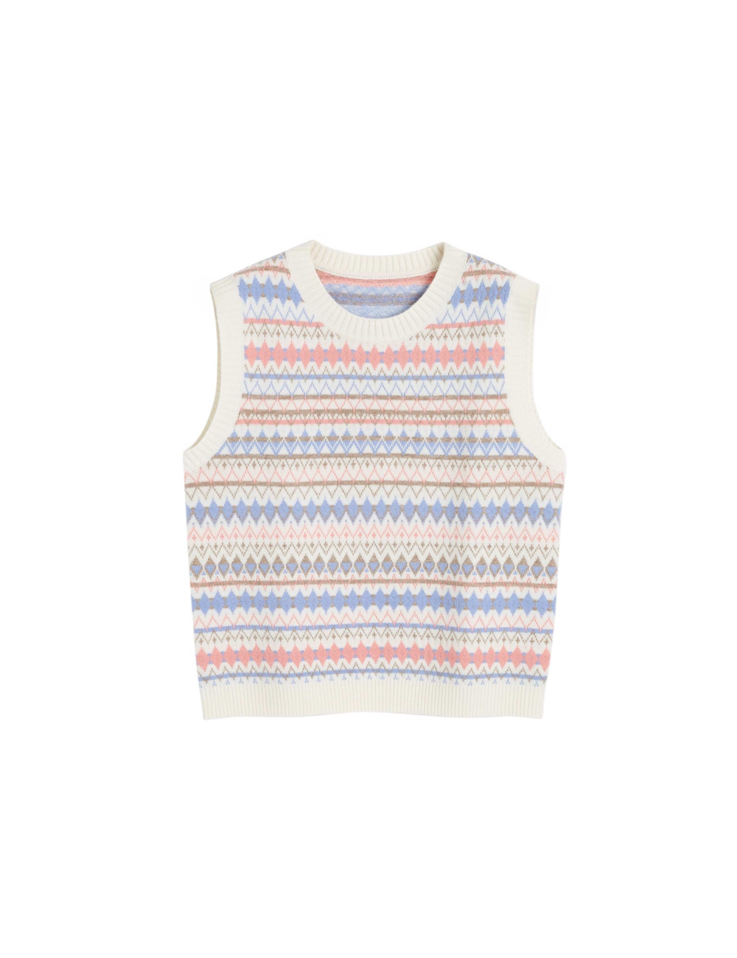 Wool Rich Fair Isle Knitted Vest with Cashmere 2 of 4