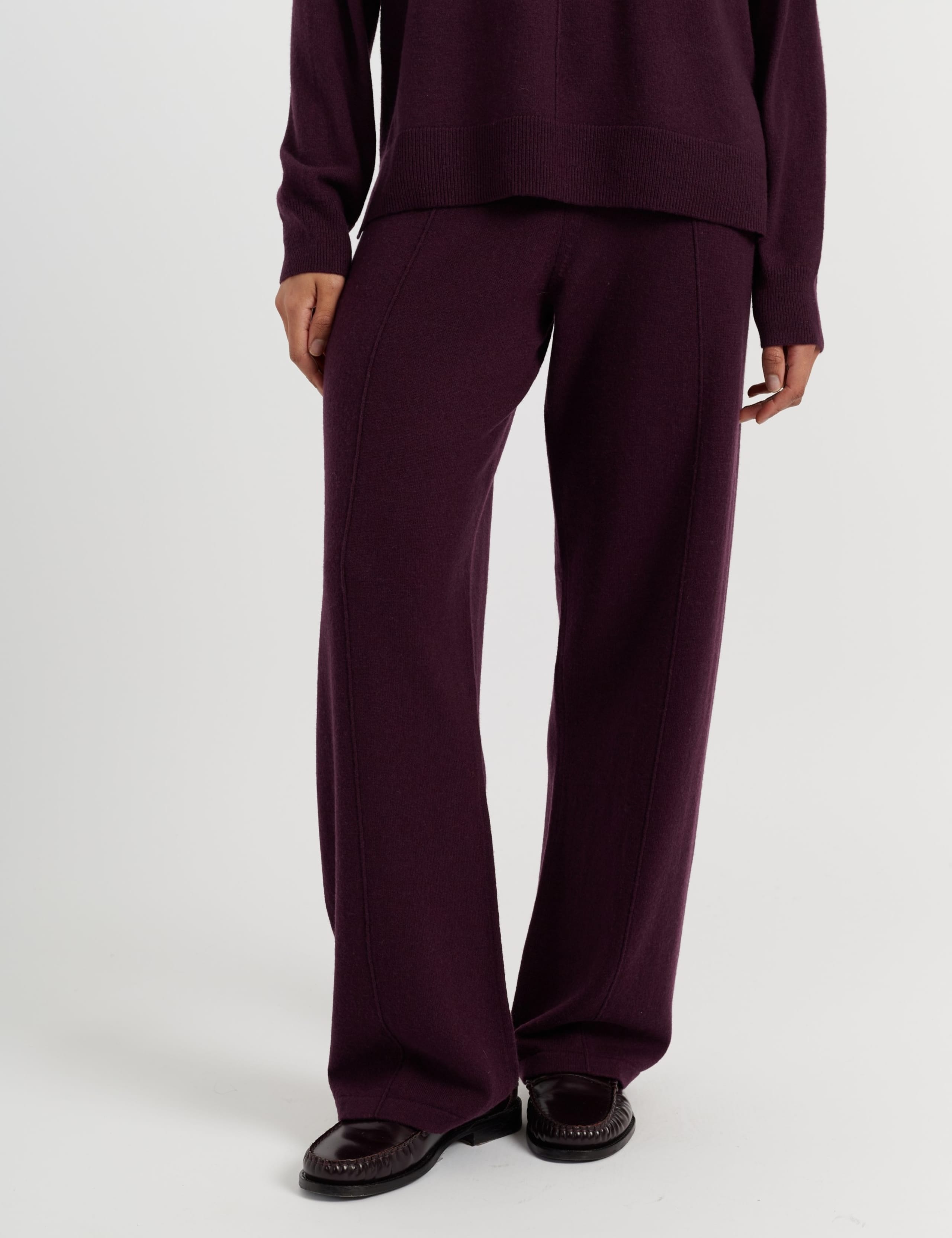 Wool Rich Wide Leg Track Pants with Cashmere 2 of 2