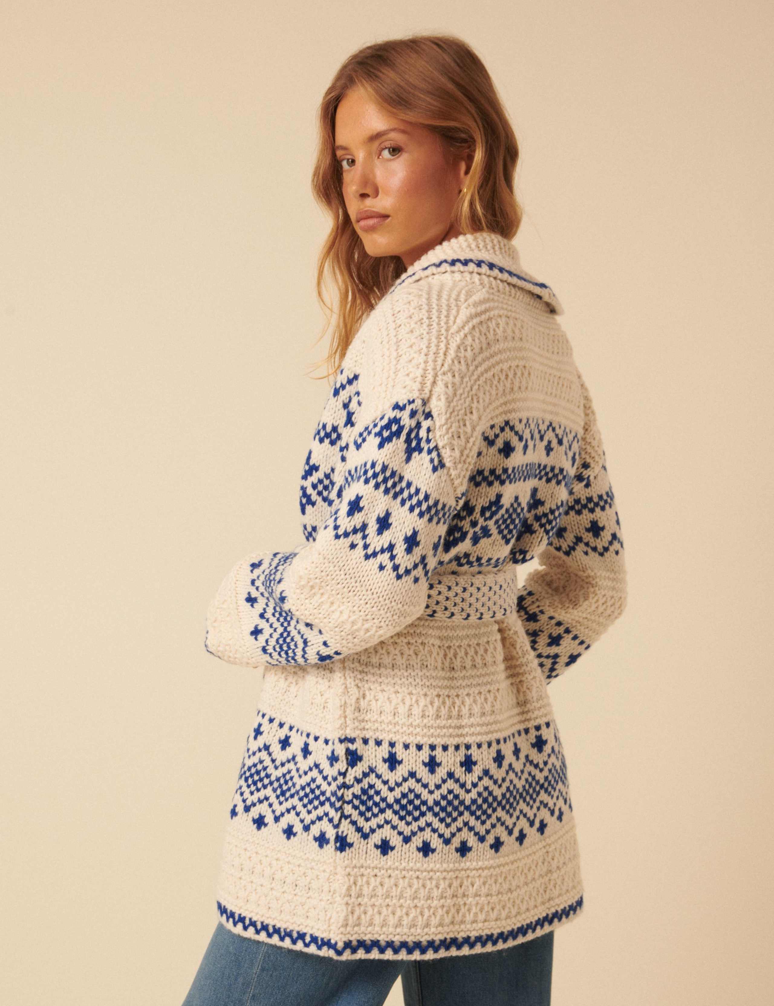Fair Isle Relaxed Cardigan with Wool 5 of 5