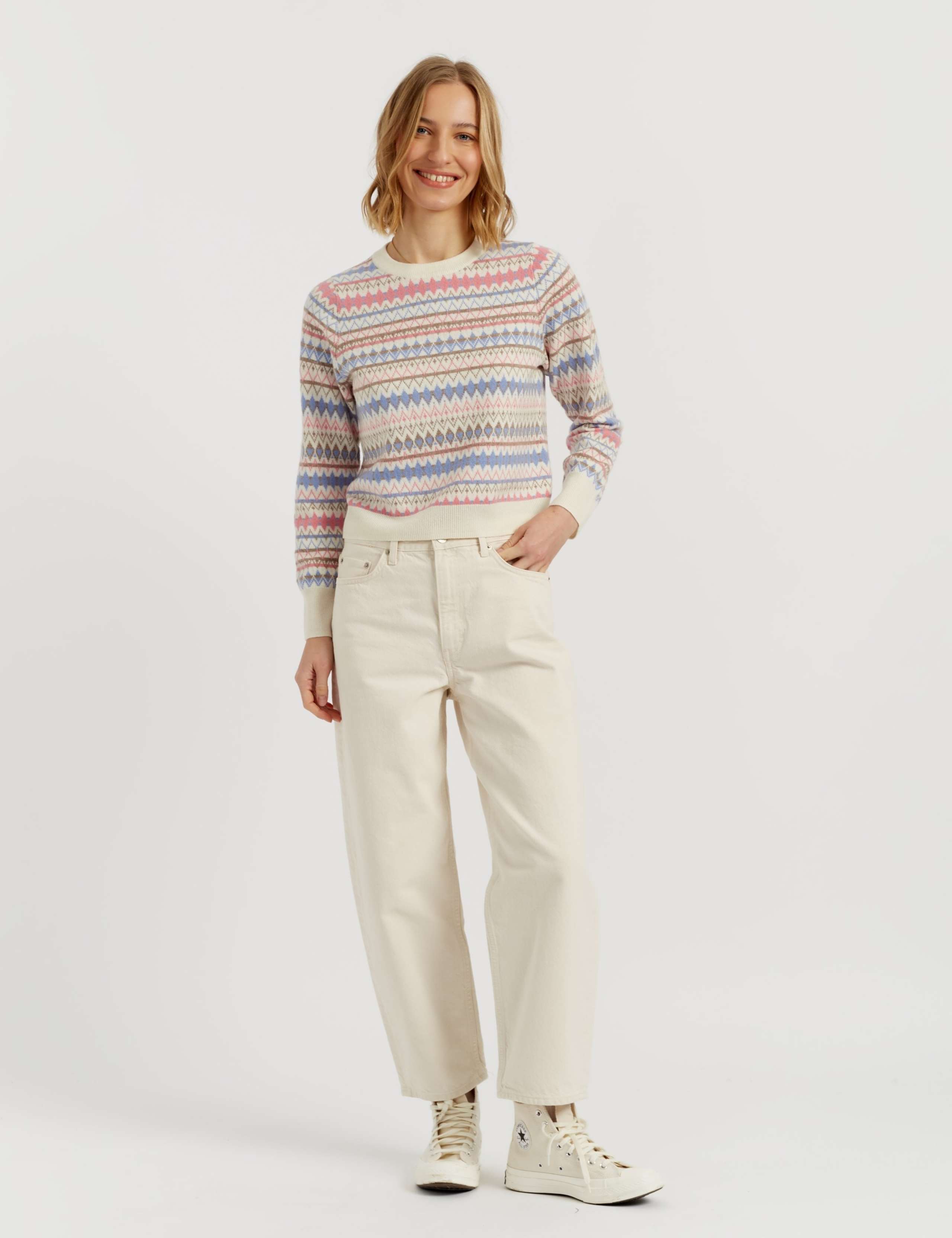 Wool With Cashmere Fair Isle Textured Jumper 1 of 4