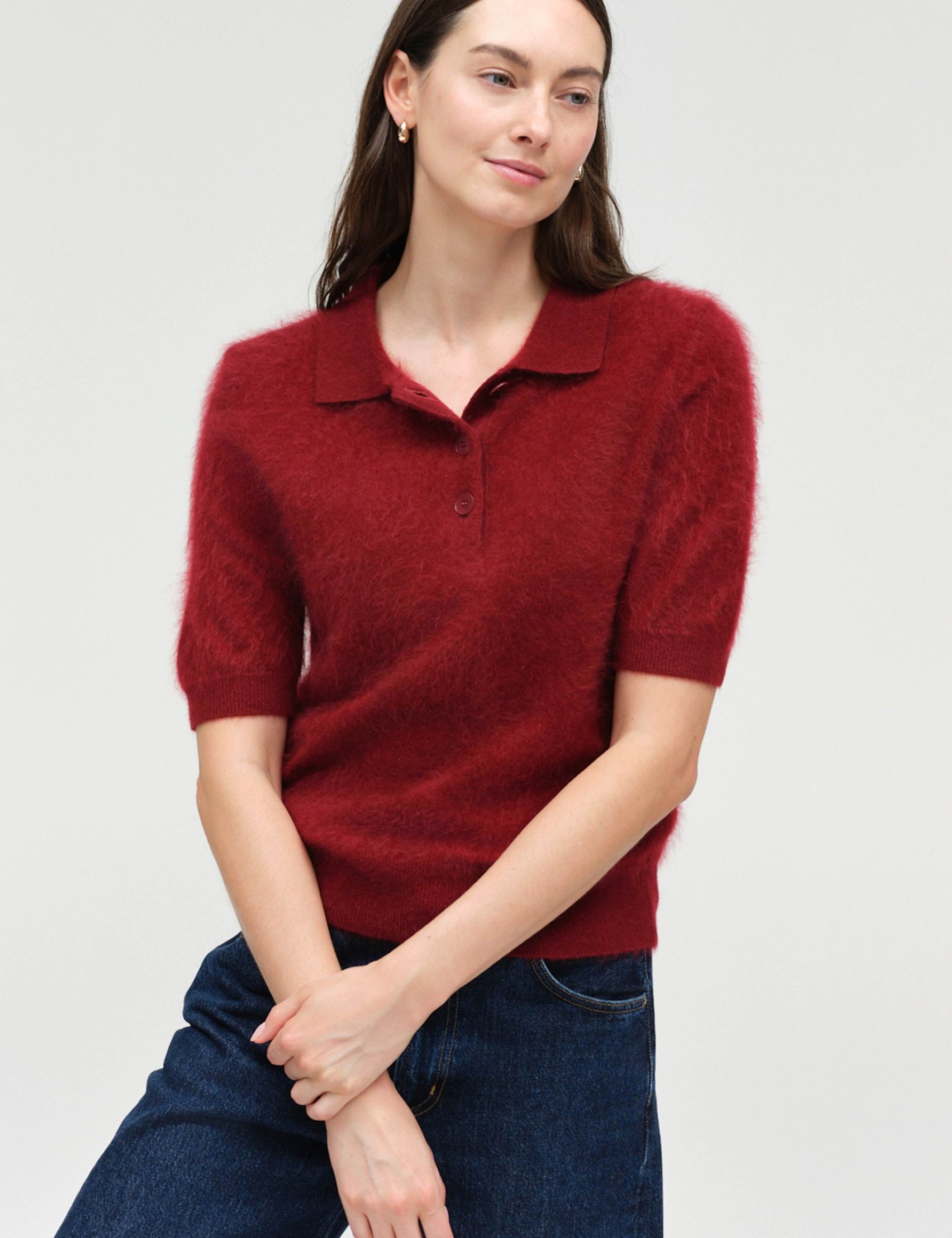 Brushed Pure Merino Wool Collared Knitted Top 3 of 4