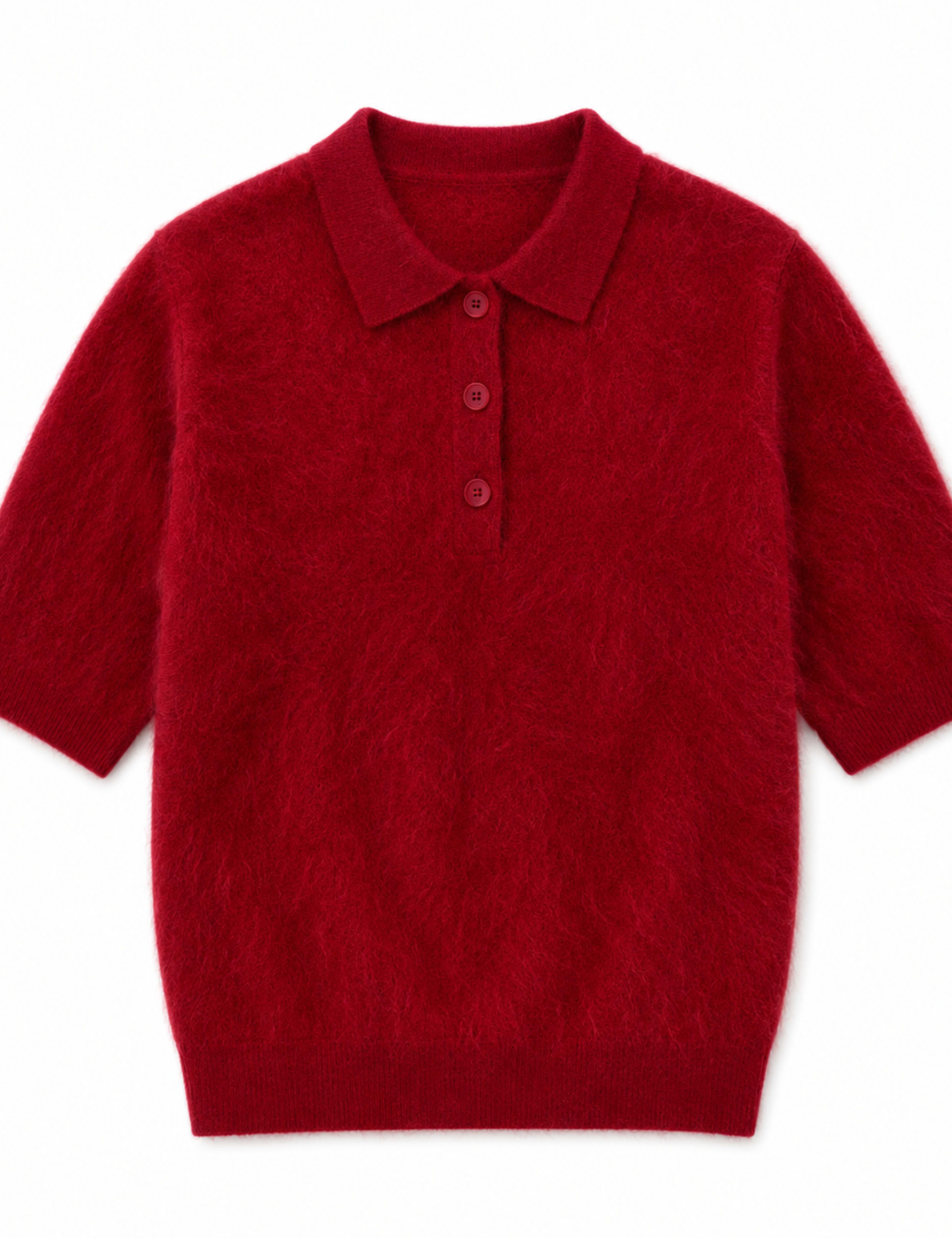 Brushed Pure Merino Wool Collared Knitted Top 2 of 4