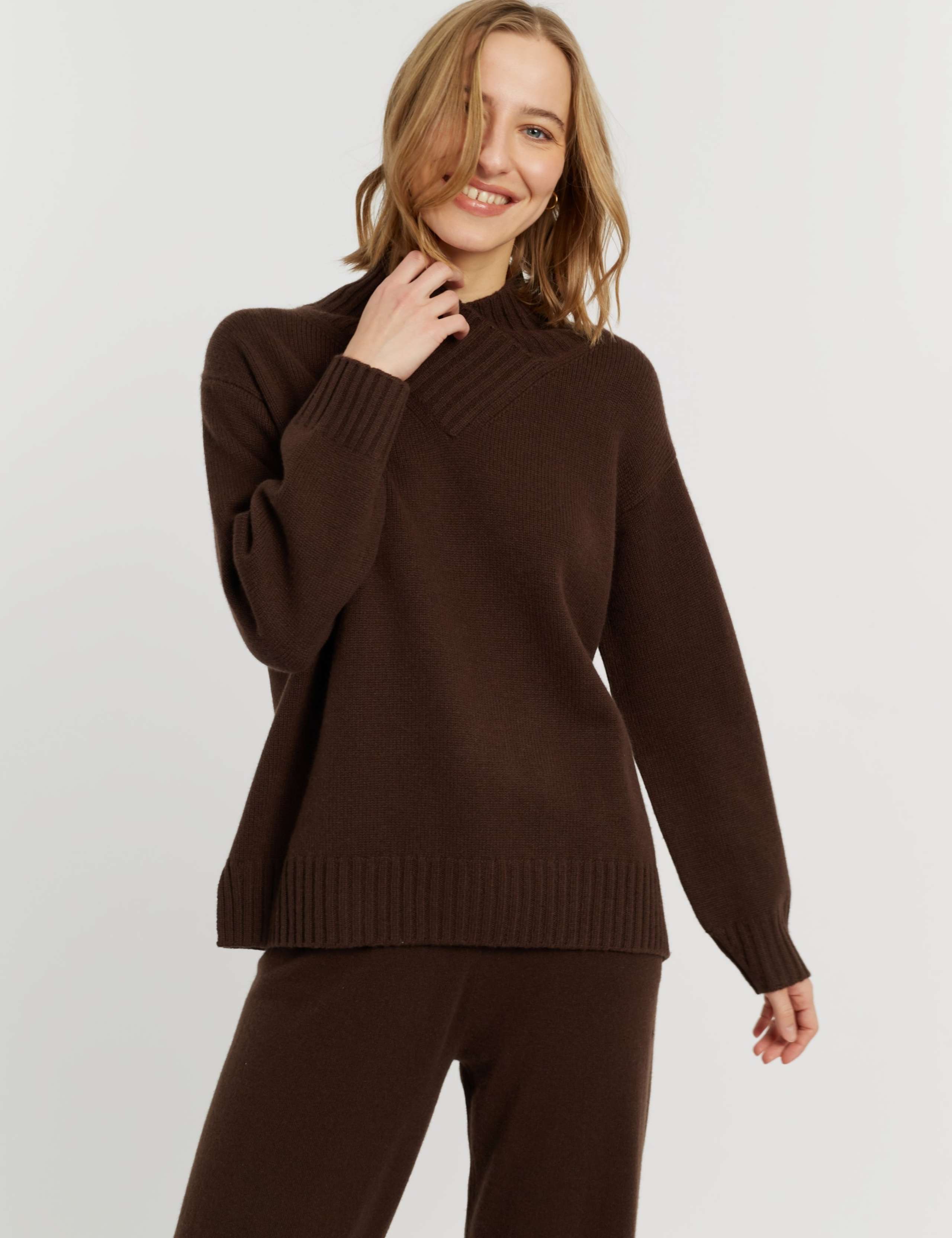 Pure Cashmere Textured High Neck Jumper 3 of 4